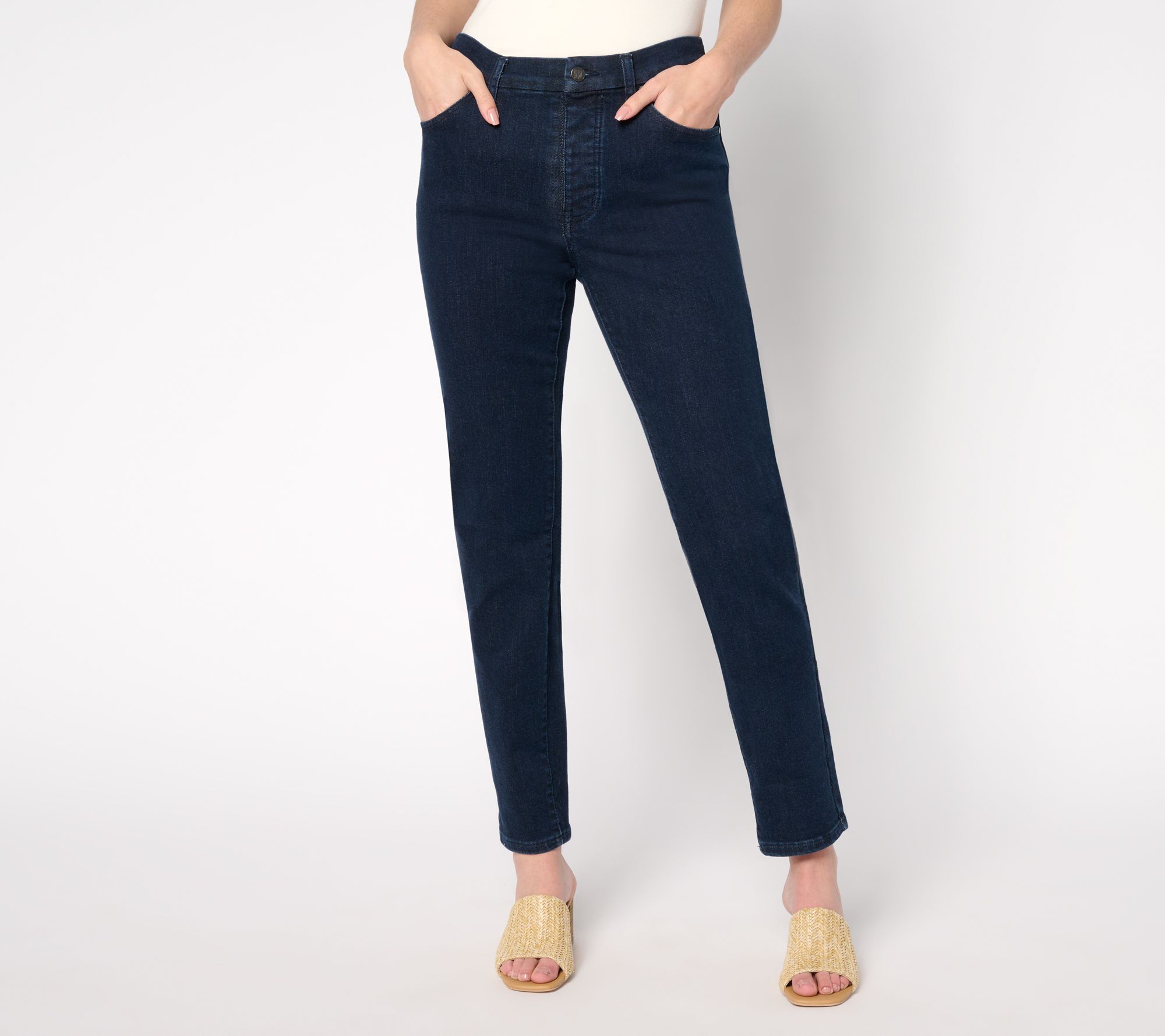 "As Is" Women with Control Contour Curves Regular Indigo Wash Denim Pant