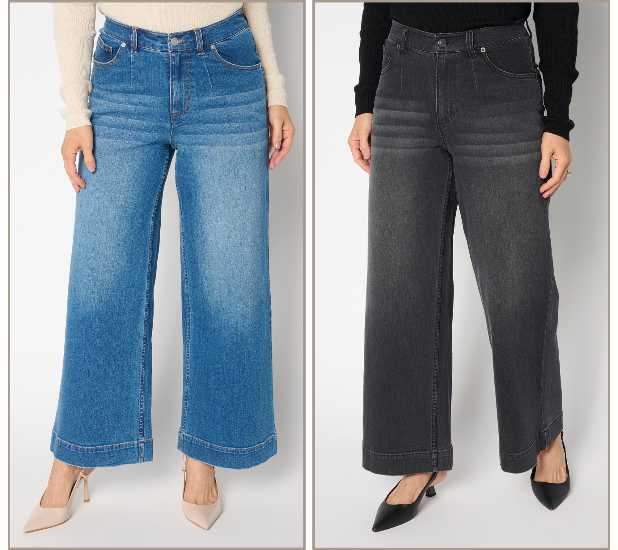 Studio Park x Amy Stran Dart Wide Leg Ankle Jean - QVC.com
