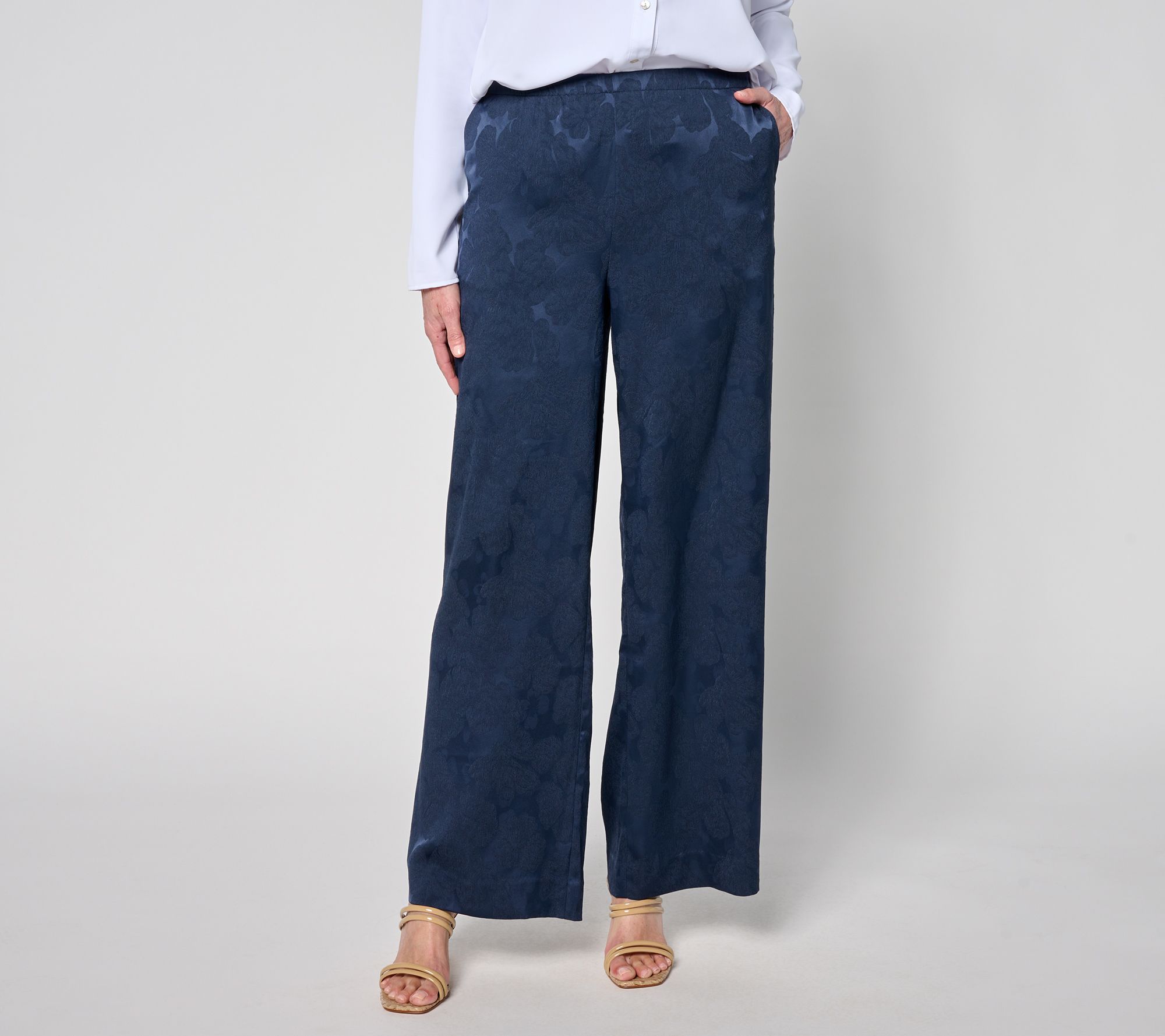 "As Is" LOGO by Lori Goldstein Petite Full Length Wide Leg Soft Pants