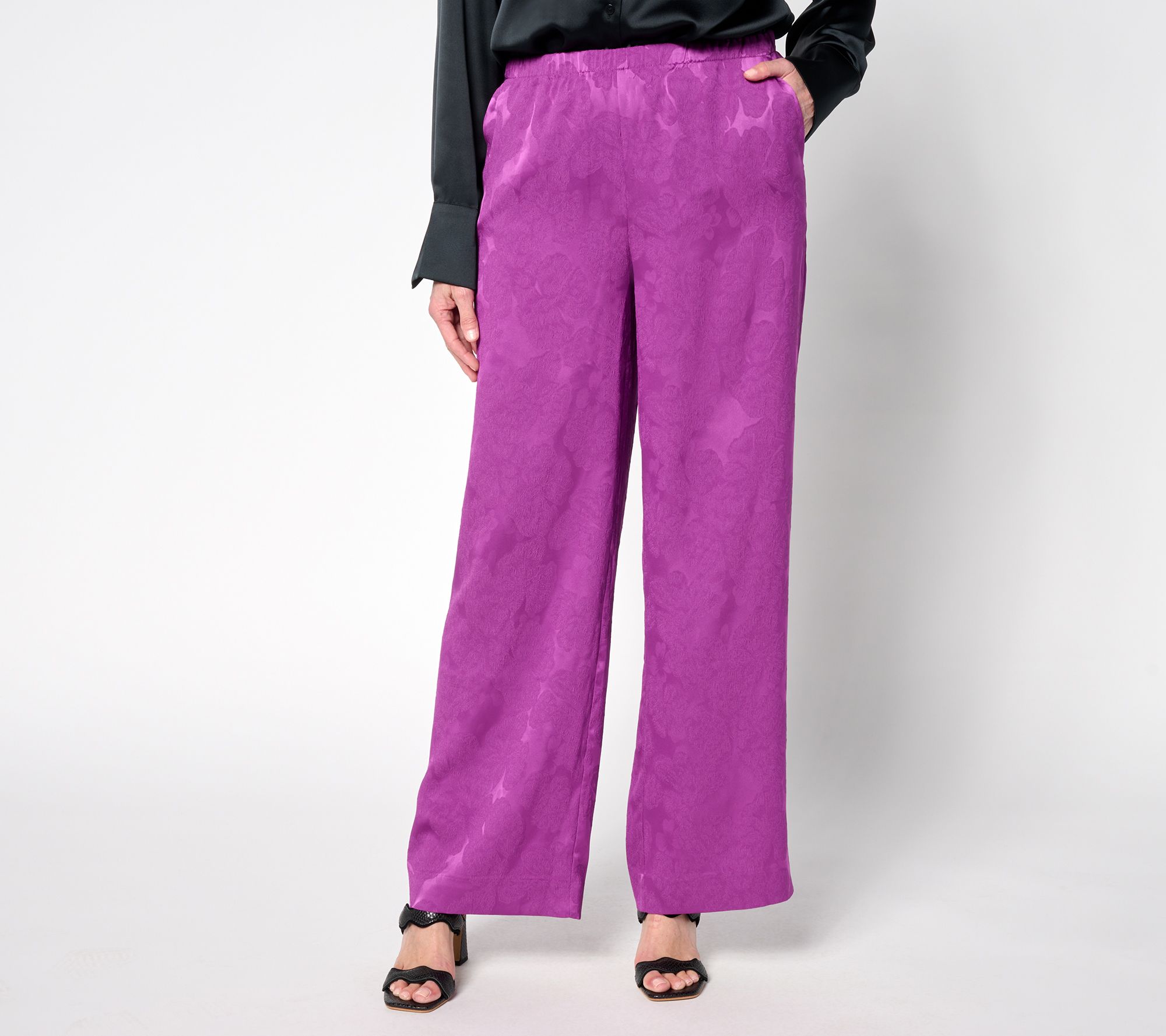 "As Is" LOGO by Lori Goldstein Petite Full Length Wide Leg Soft Pants