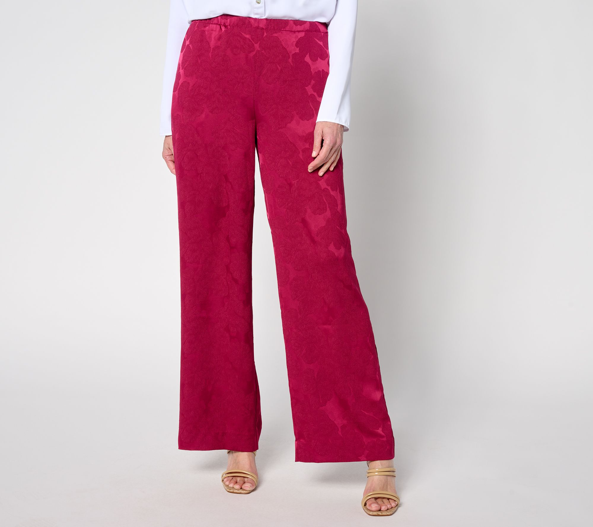 "As Is" LOGO by Lori Goldstein Petite Full Length Wide Leg Soft Pants