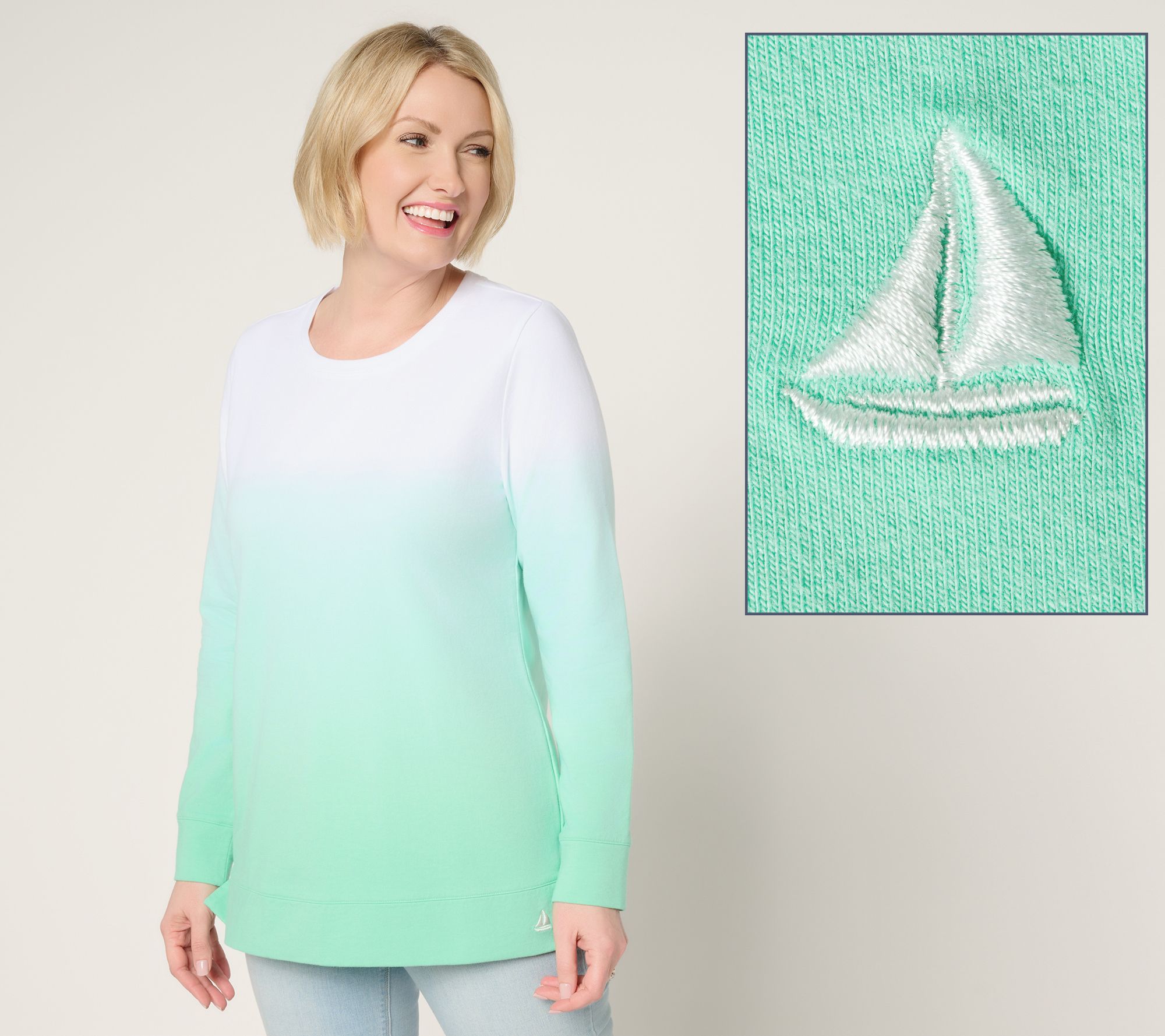 "As Is" Denim & Co. Regular French Terry Dip Dye Tunic