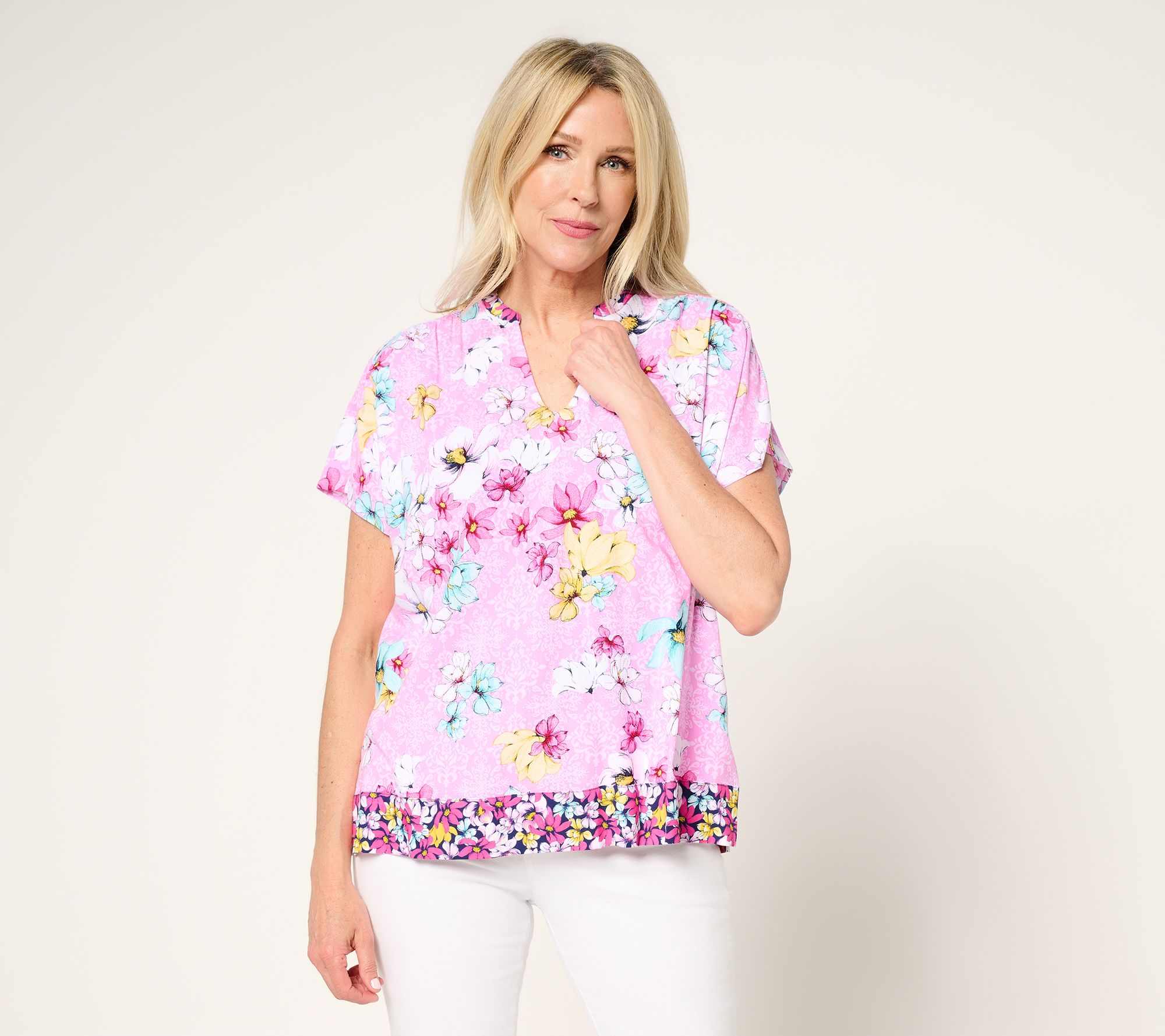 "As Is" Studio Park x Terri Conn Woven Border Print Top