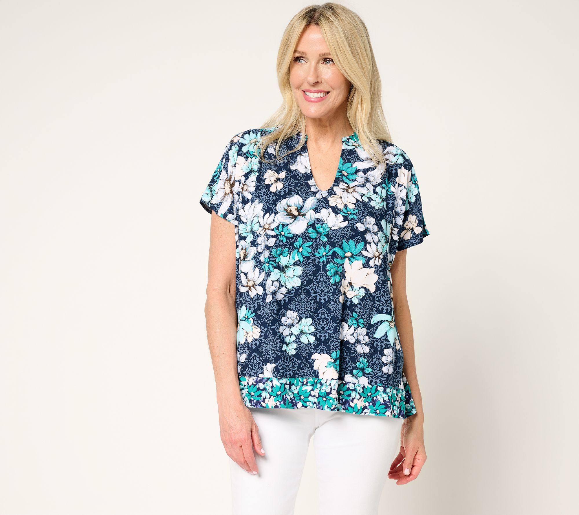 "As Is" Studio Park x Terri Conn Woven Border Print Top