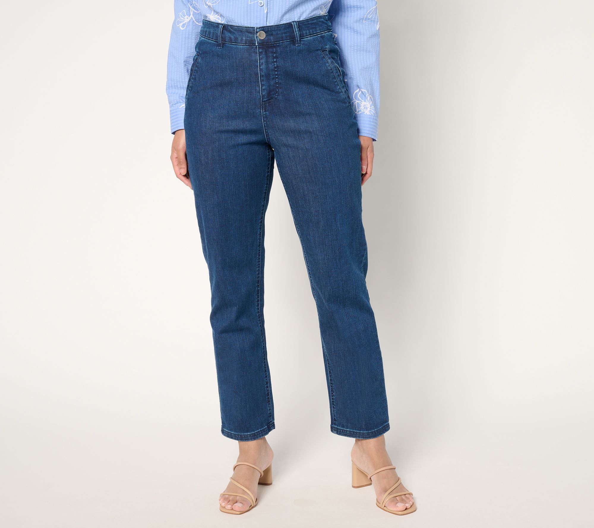 "As Is" Joan Rivers Petite Luxe Vintage Denim Ankle Jean - Indigo