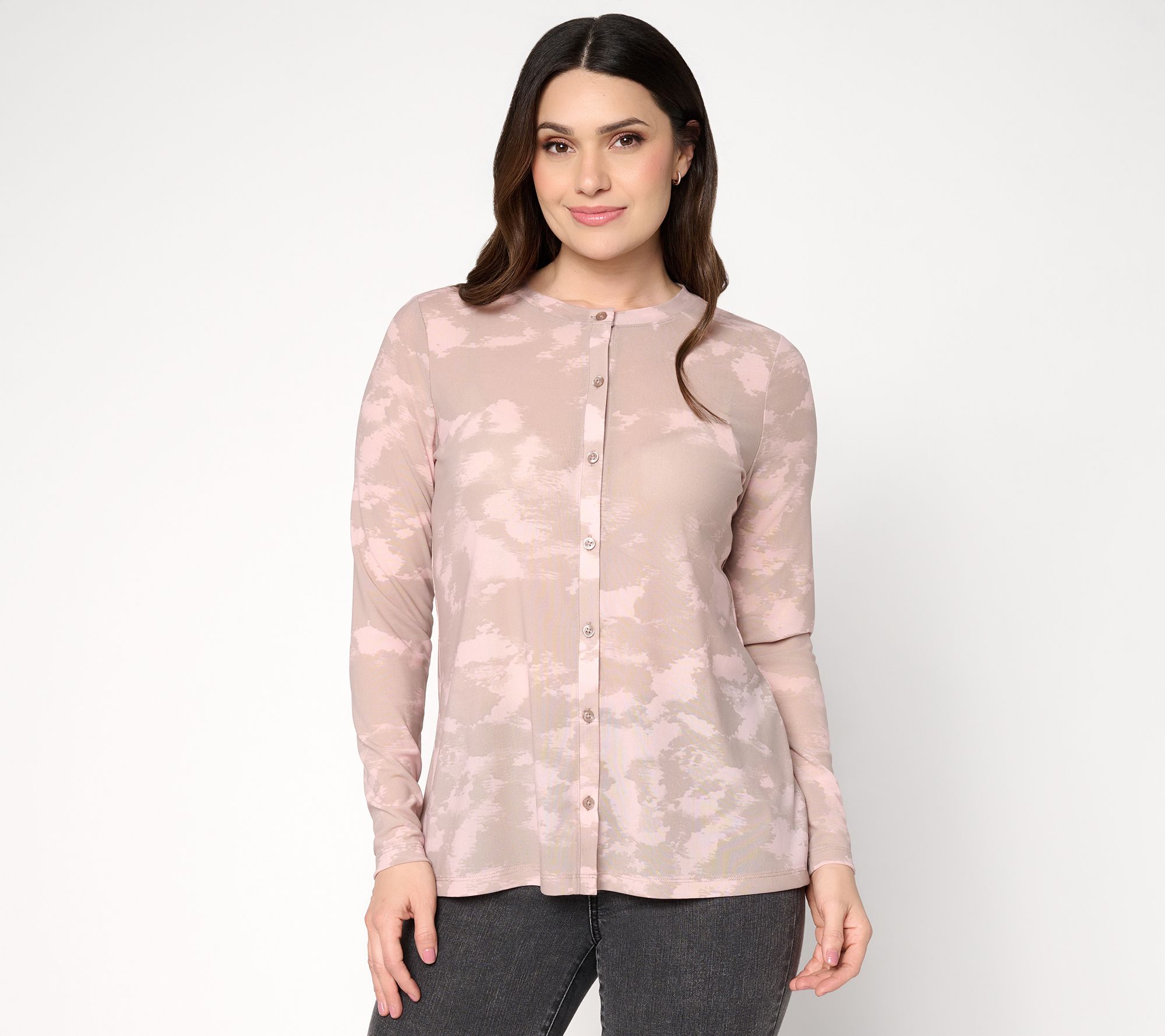 LOGO Layers by Lori Goldstein Printed Mesh Cardigan