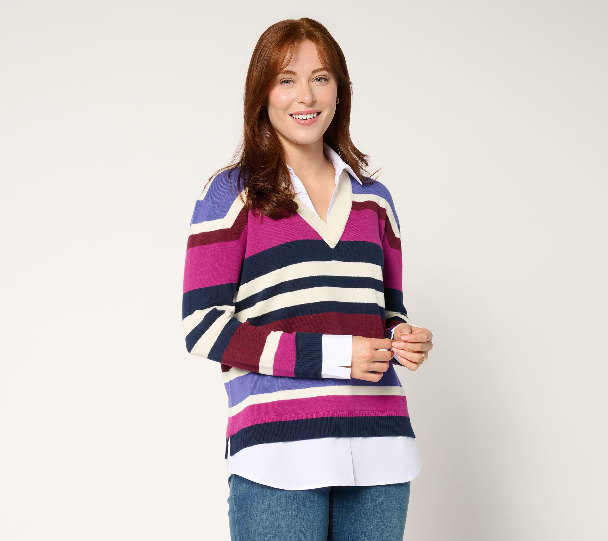 "As Is" Attitudes by Renee Striped Sweater Twofer