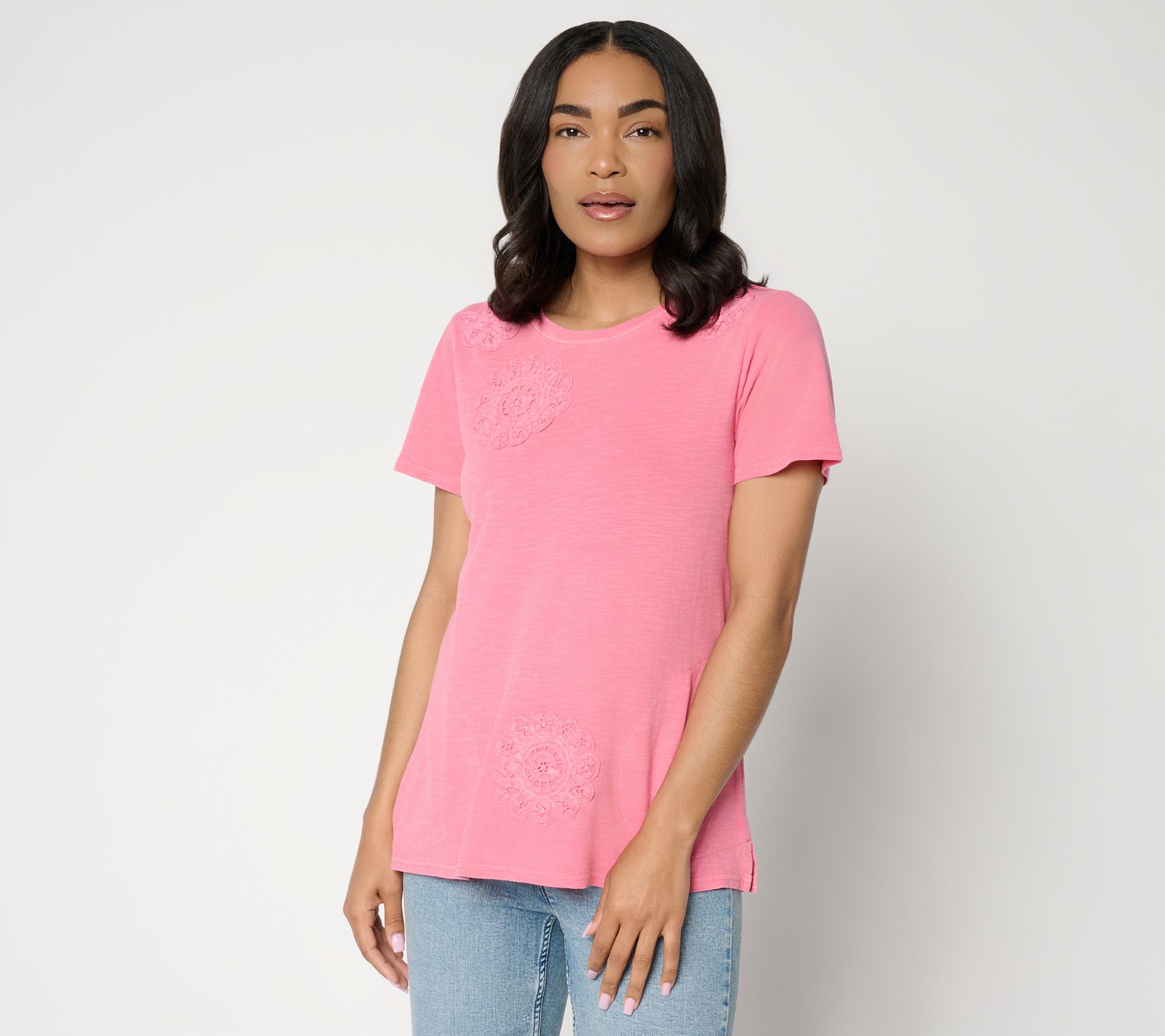 LOGO Lavish by Lori Goldstein Knit Top with Soutache Detail