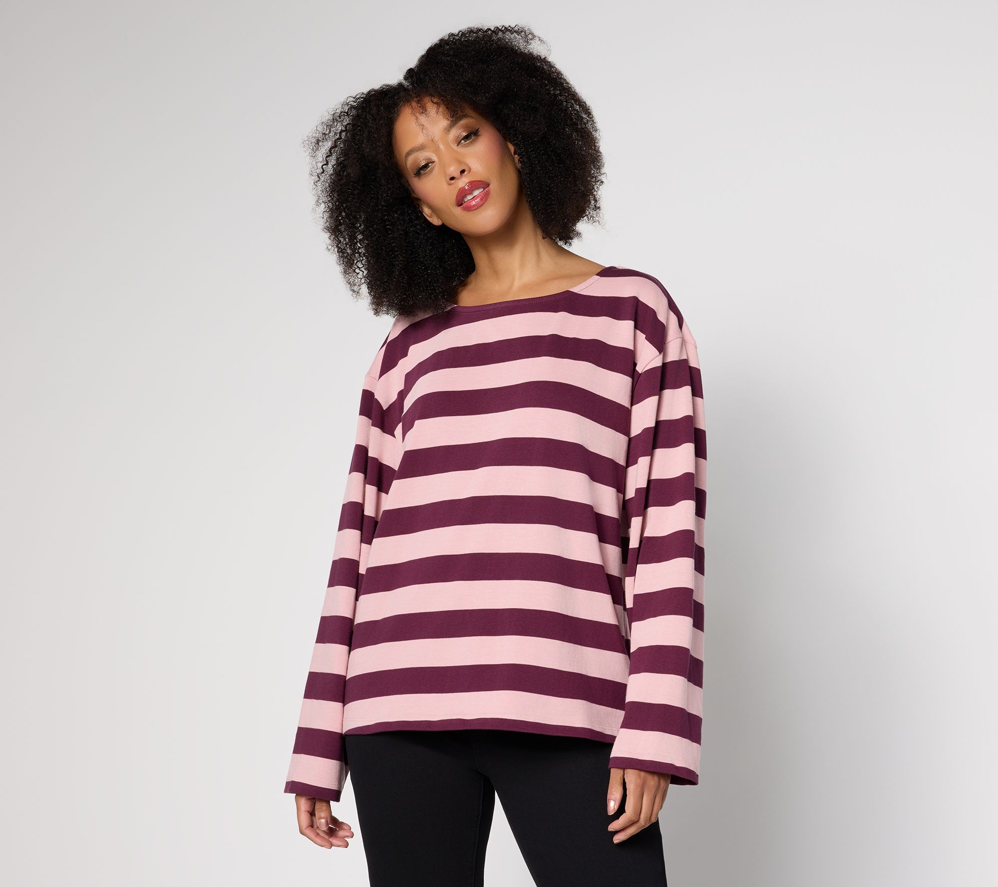 "As Is" RM Studio x Rebecca Minkoff Boxy Stripe Long Sleeve Top