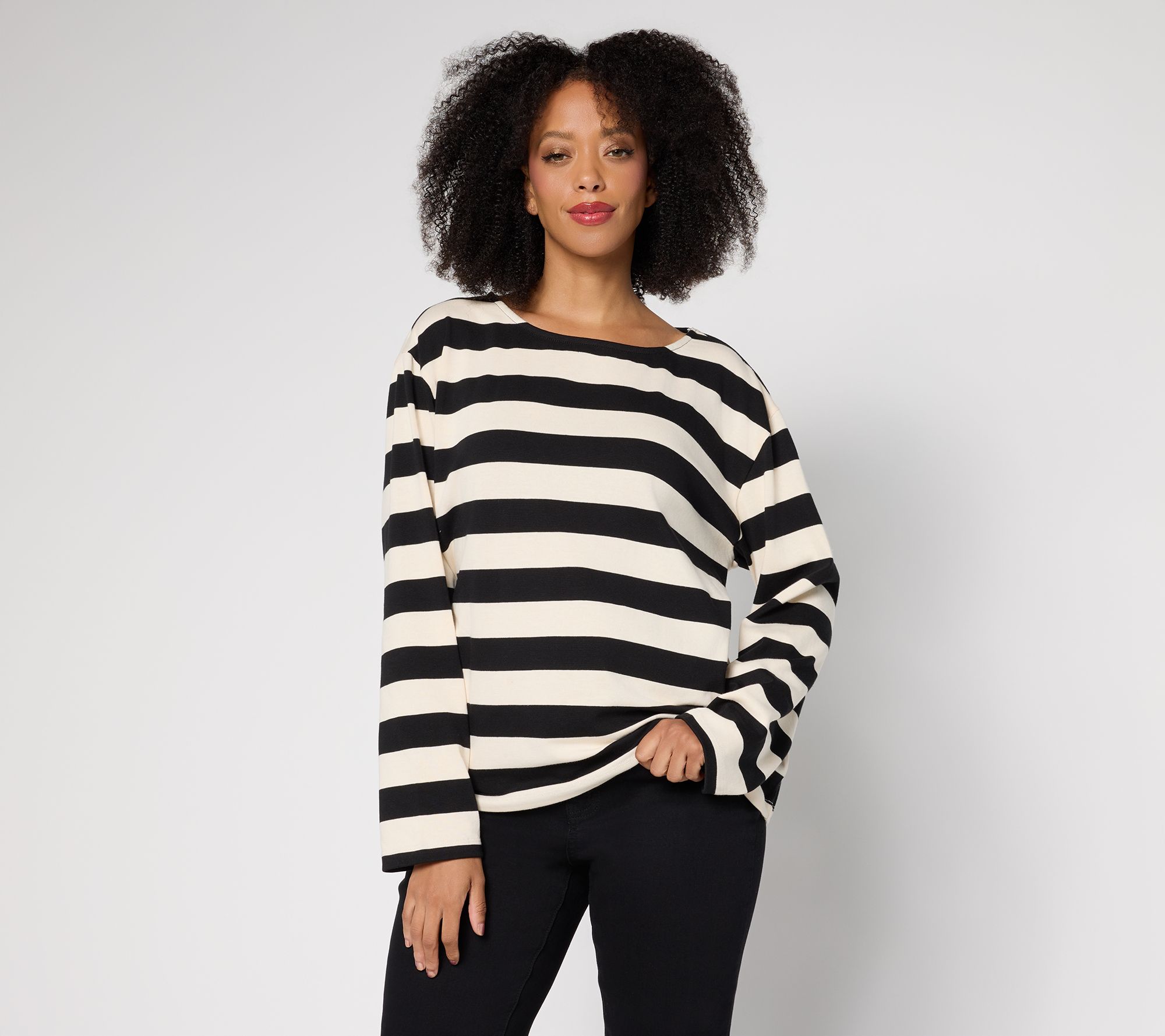 "As Is" RM Studio x Rebecca Minkoff Boxy Stripe Long Sleeve Top
