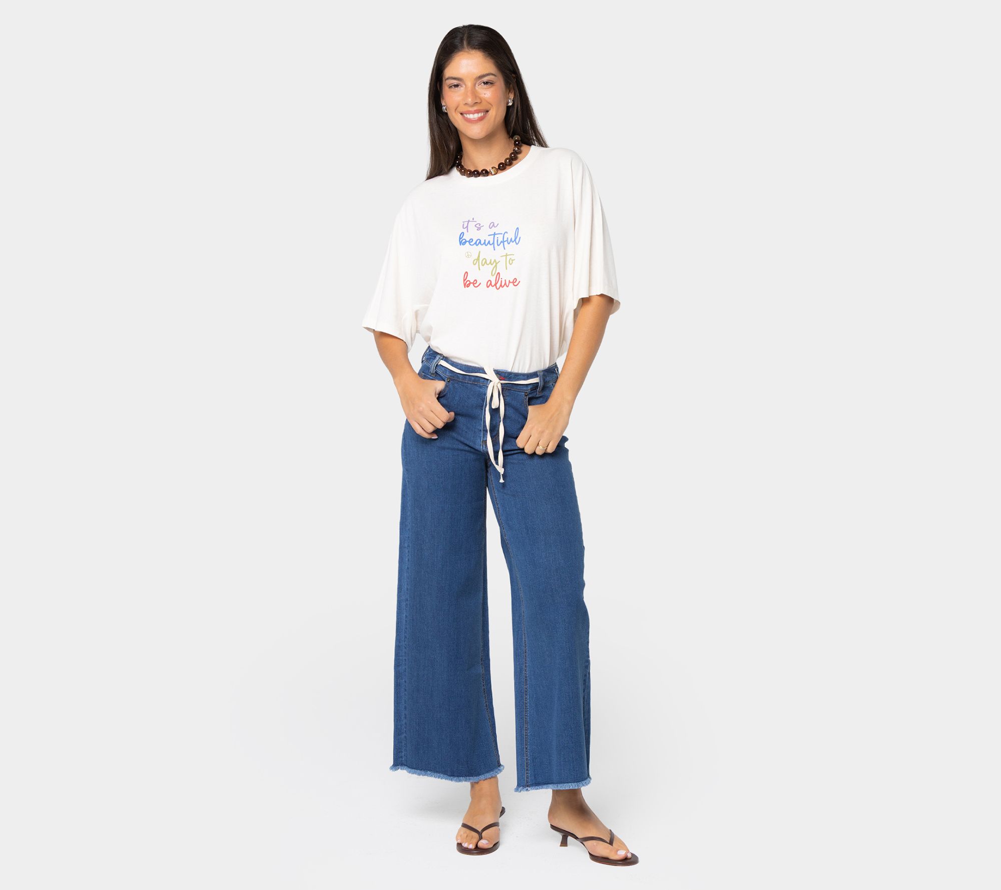 Peace Love World Regular Drawcord Ankle Jeans