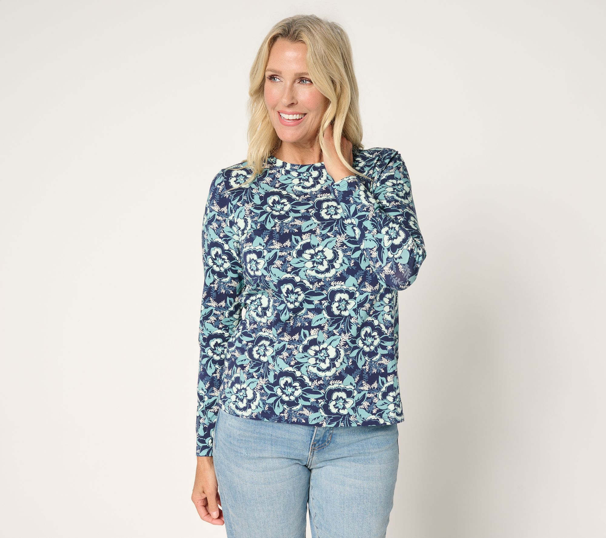 "As Is" AnyBody Printed Cozy Knit Long Sleeve Top