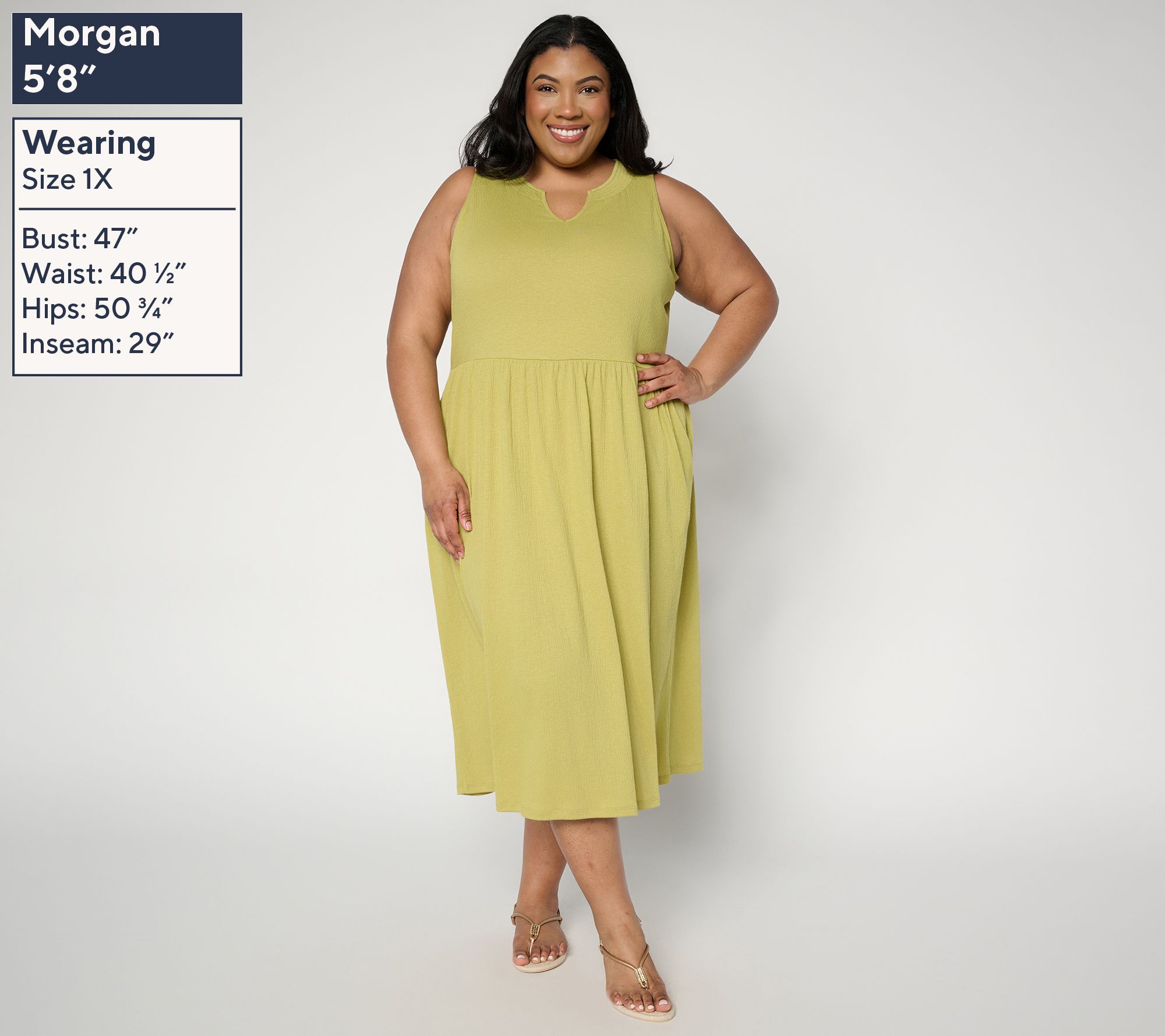 Denim & Co. Beach Petite Knit Gauze Sleeveless Midi Dress - QVC.com
