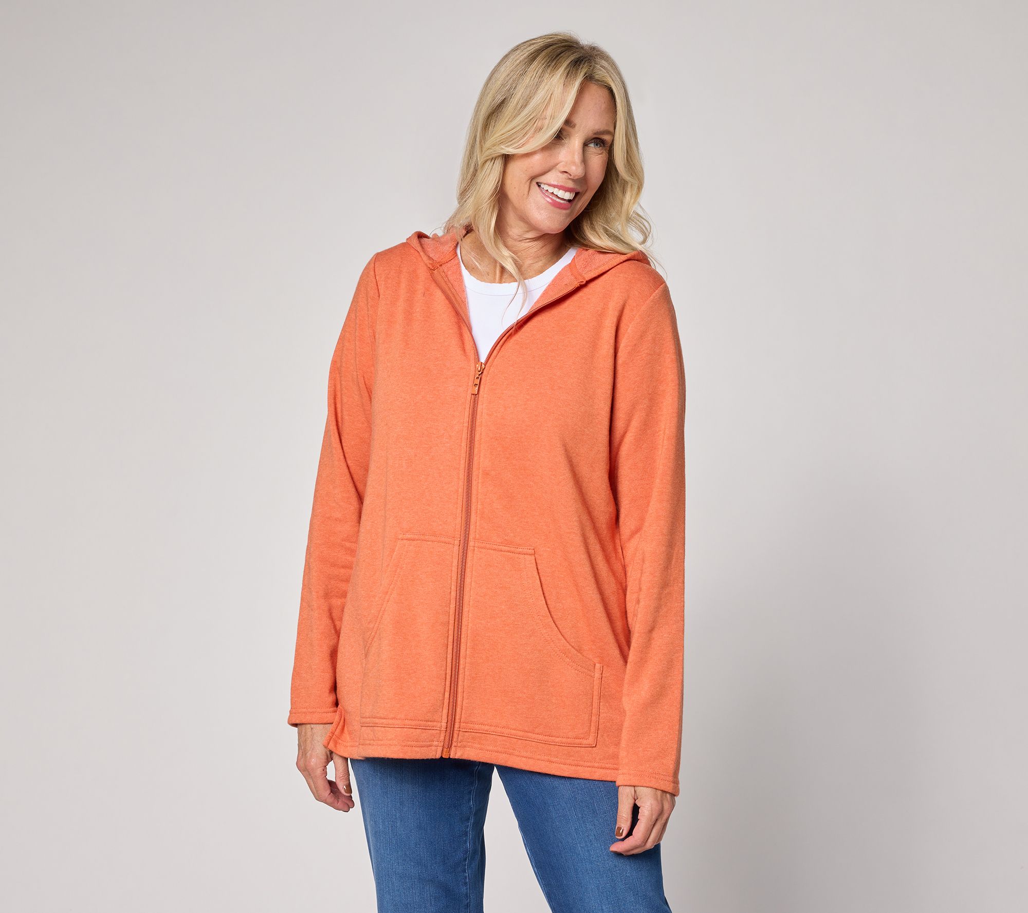 "As Is" Belle by Kim Gravel Sponge Fleece Zip Front Hooded Jacket