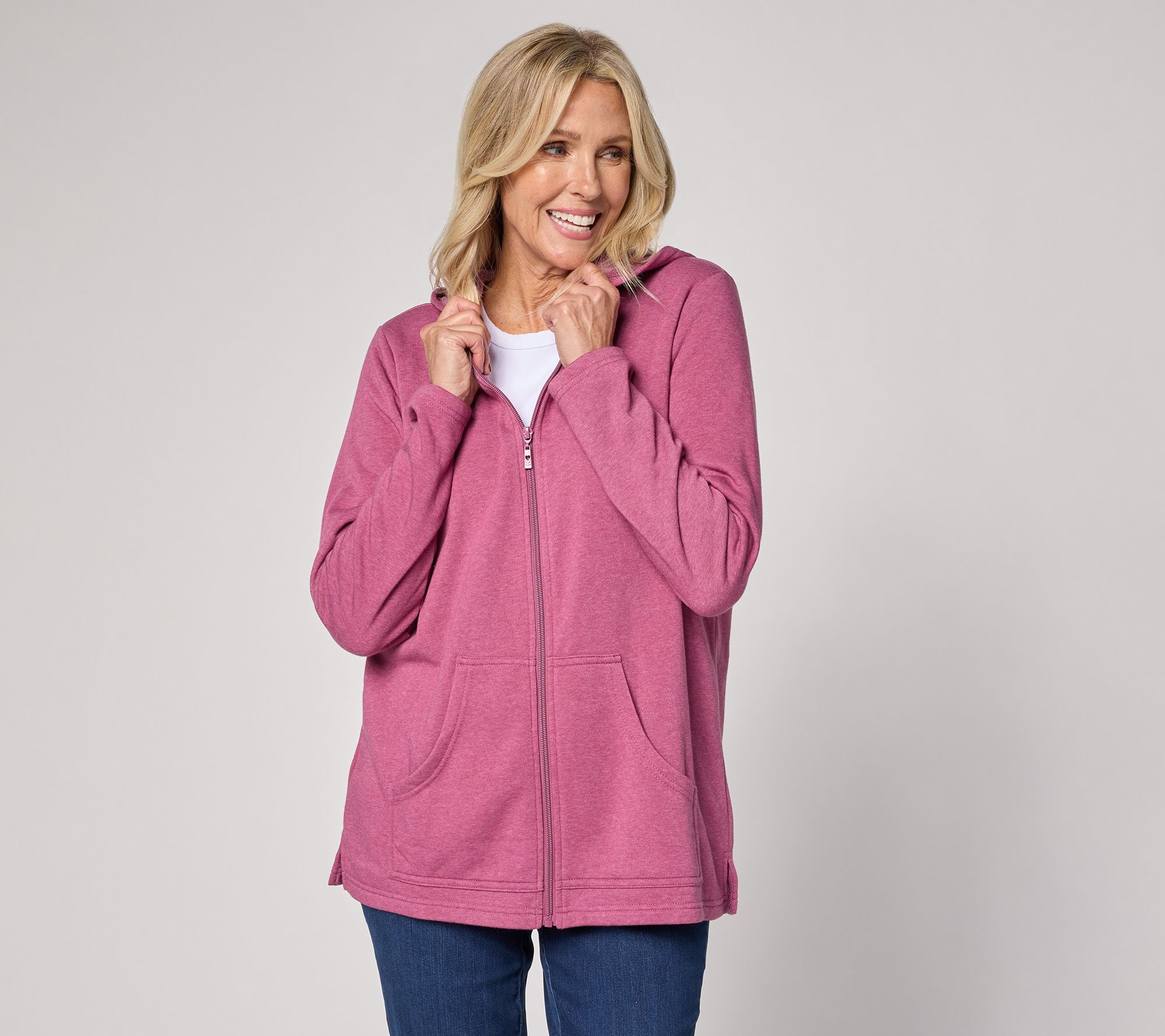 "As Is" Belle by Kim Gravel Sponge Fleece Zip Front Hooded Jacket