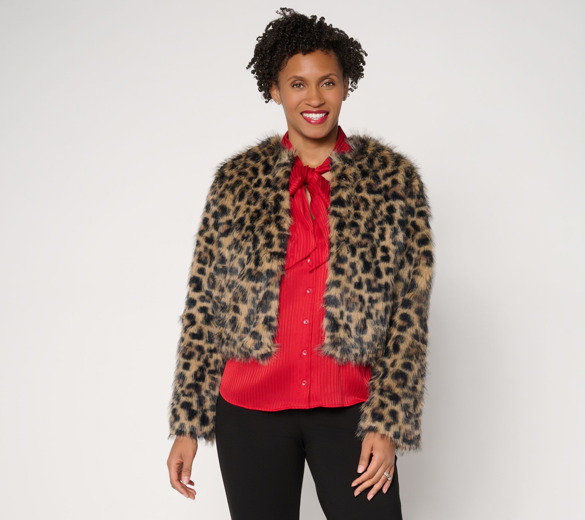 By Jill Martin x Lorna Luft Ruby Red Slipper Faux Fur Jacket