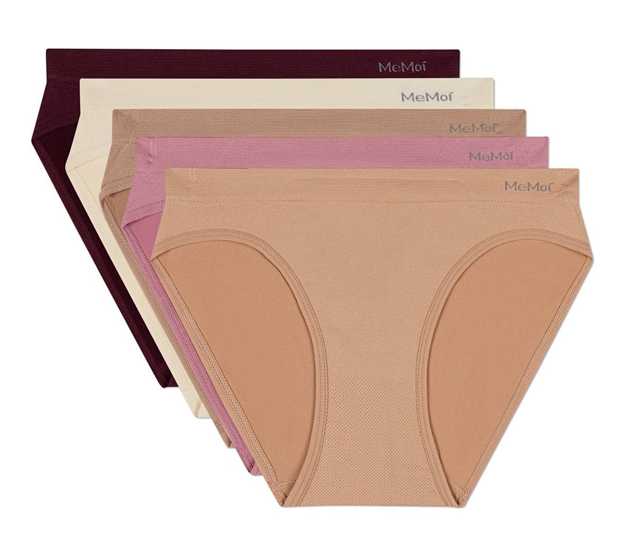 Memoi Women's Set of 5  Seamless Tag-Free Bikini Panties