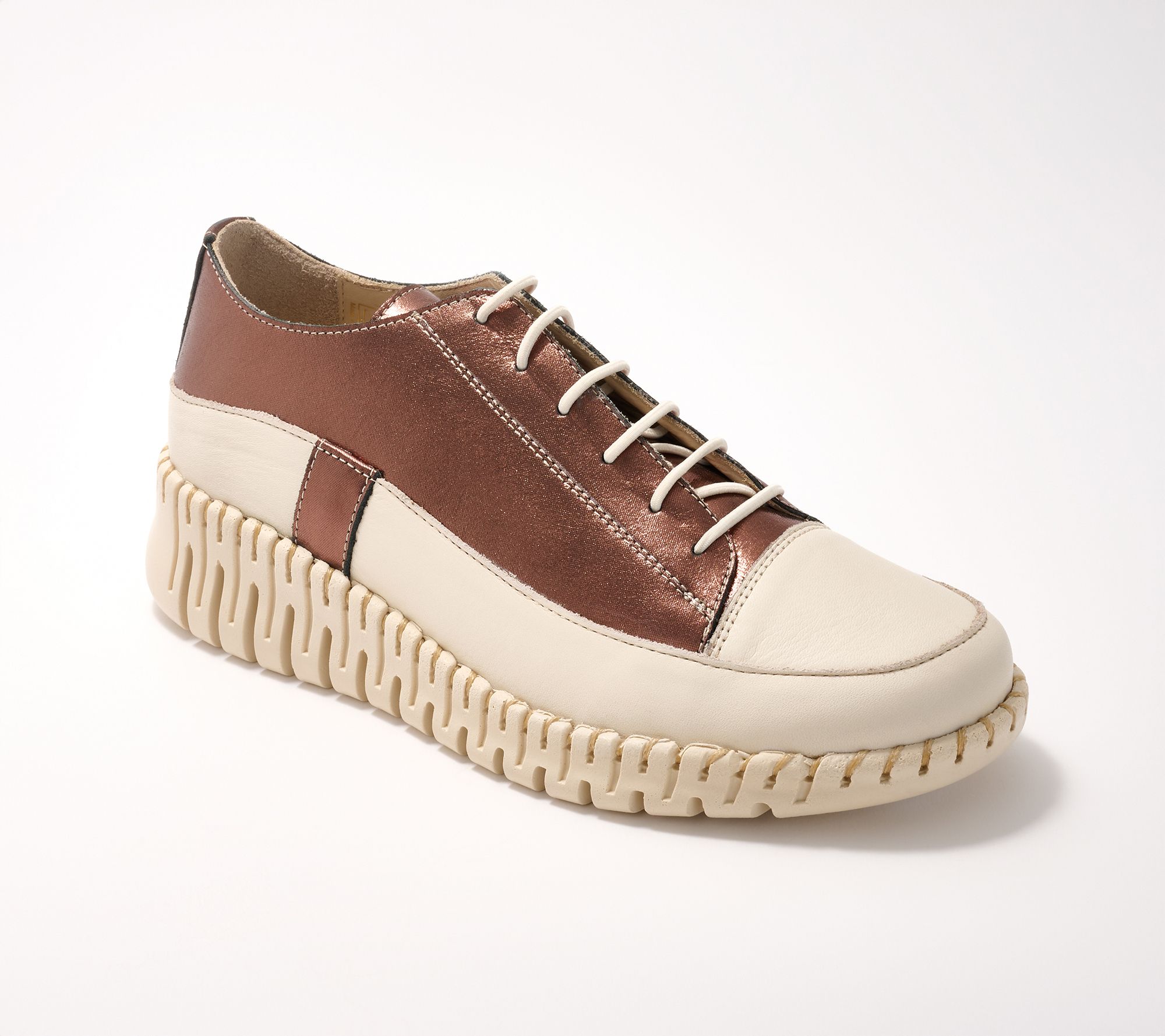 Spring Step Metallic Leather Casual Sneakers - Surana
