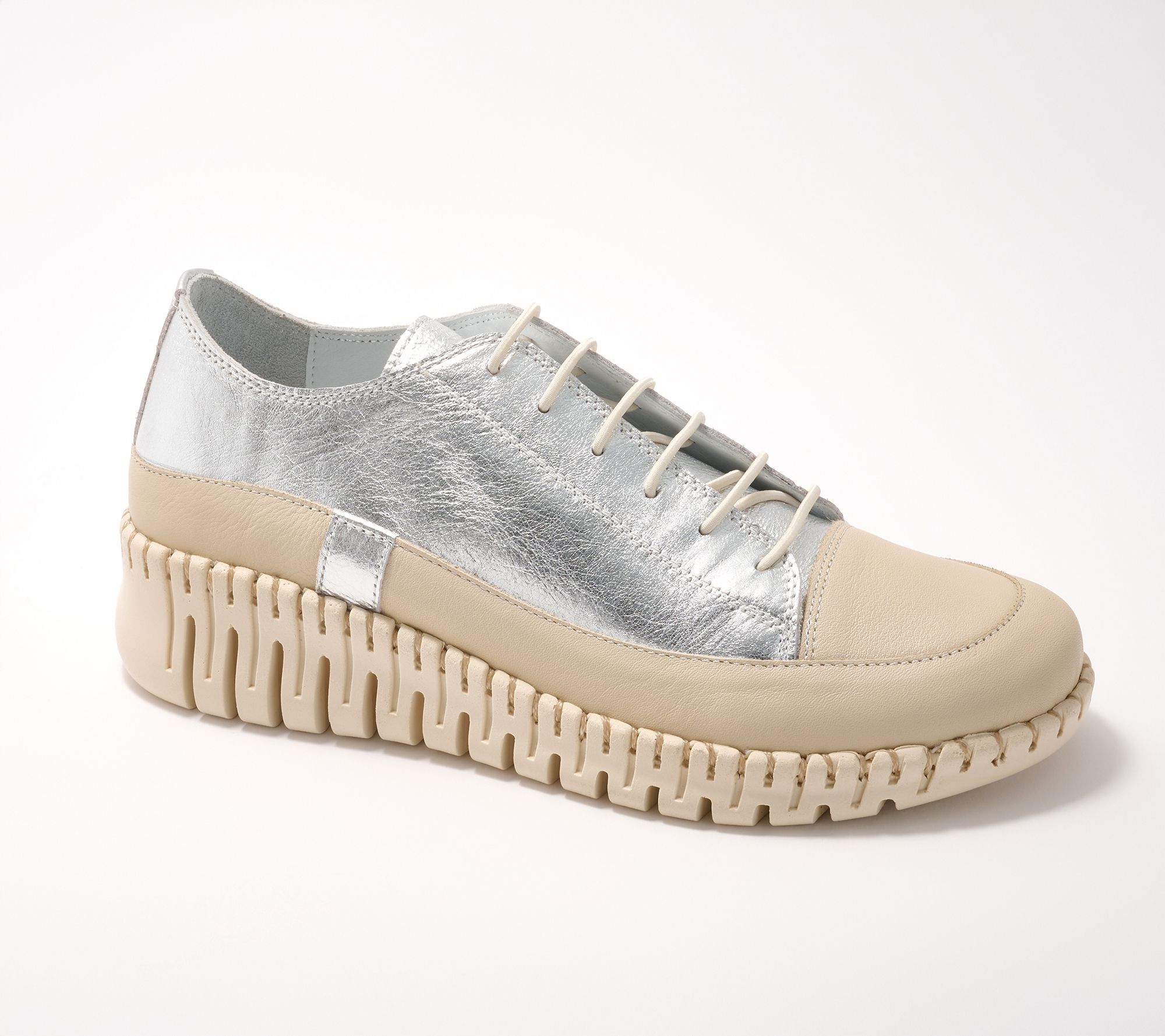 Spring Step Metallic Leather Casual Sneakers - Surana