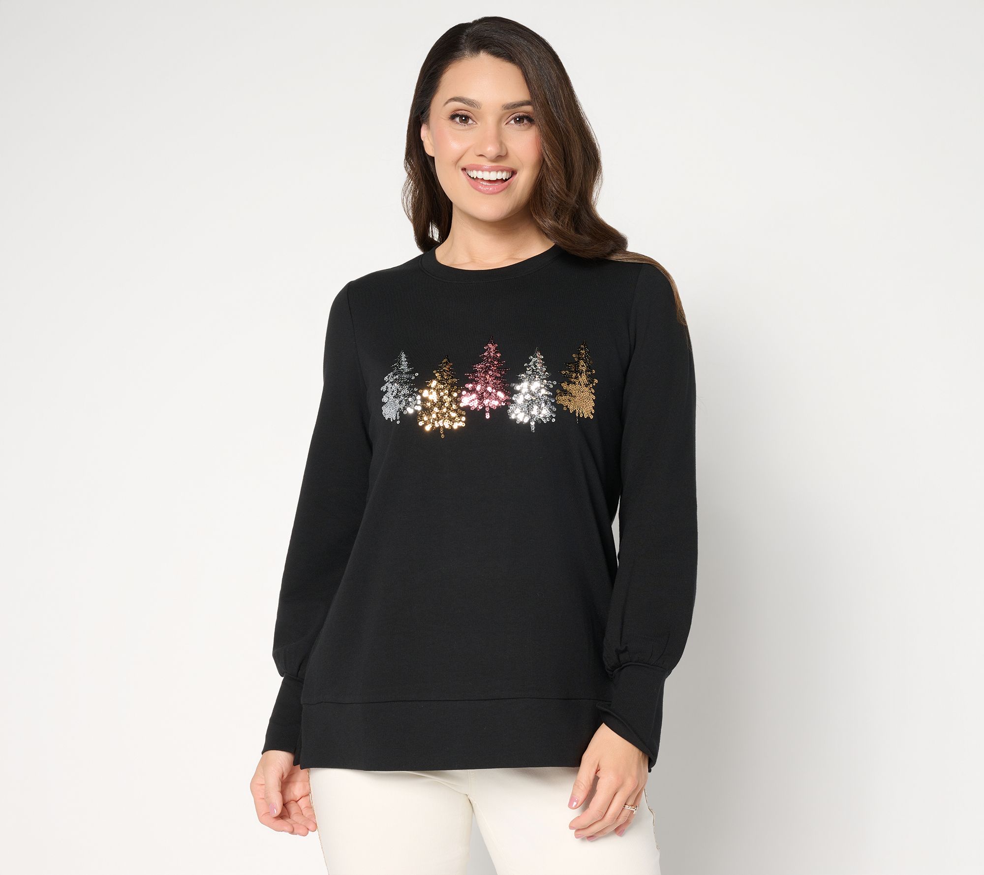 "As Is" Jingle Belles by Kim Gravel Sequin Christmas Tree Knit Top