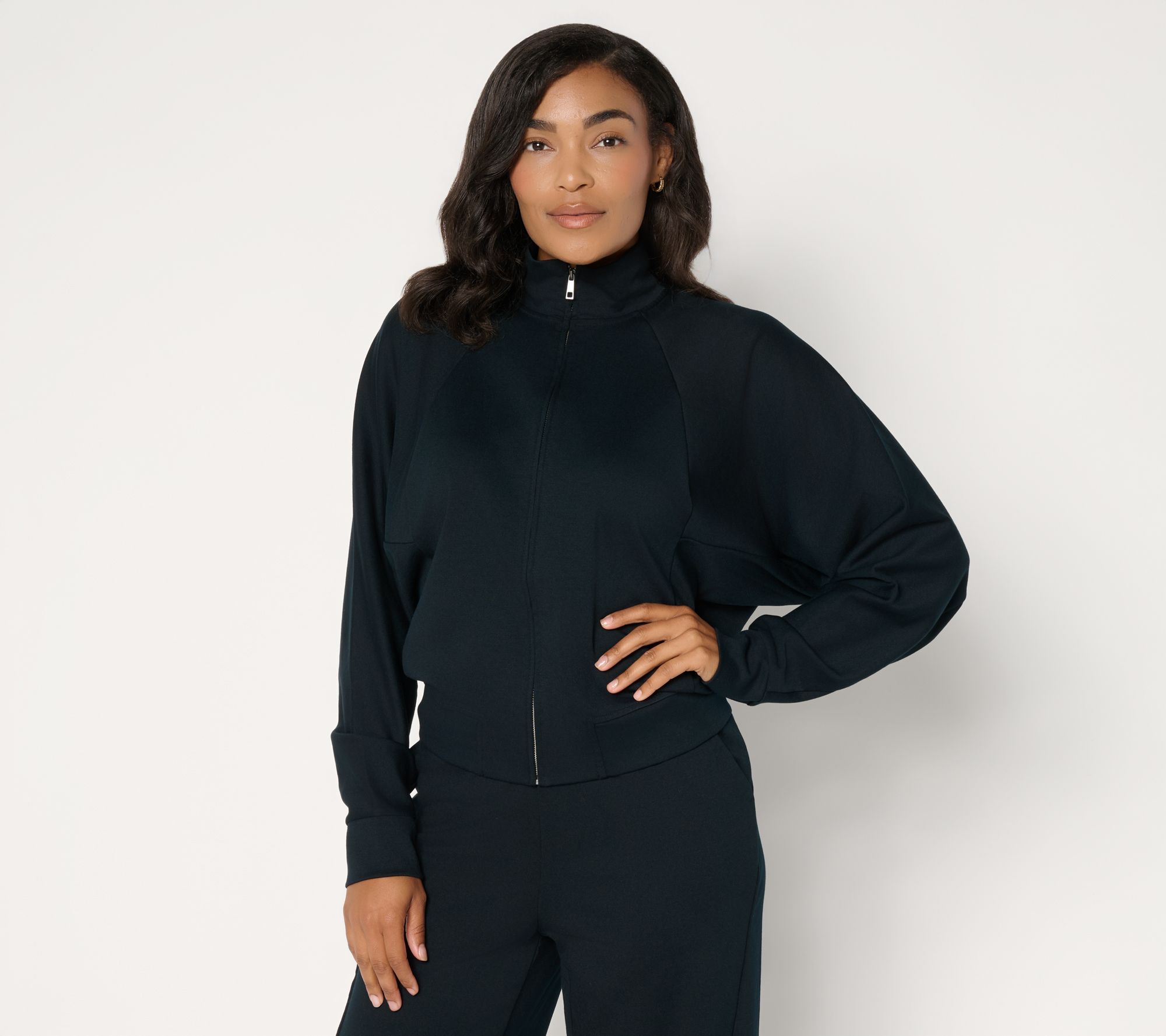 Carla Rockmore Collection Ponte Zip Front Bomber Jacket