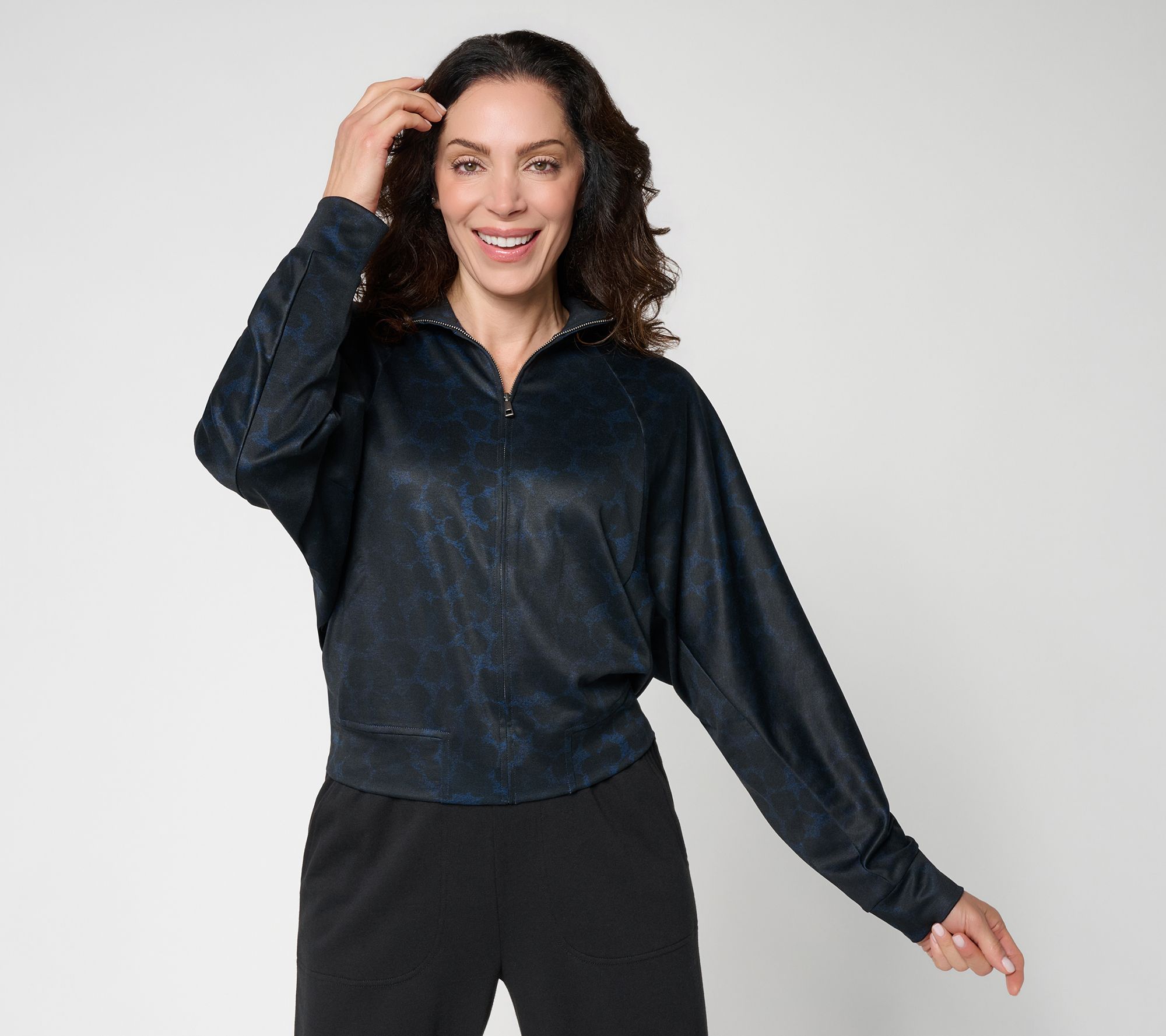Carla Rockmore Collection Ponte Zip Front Bomber Jacket