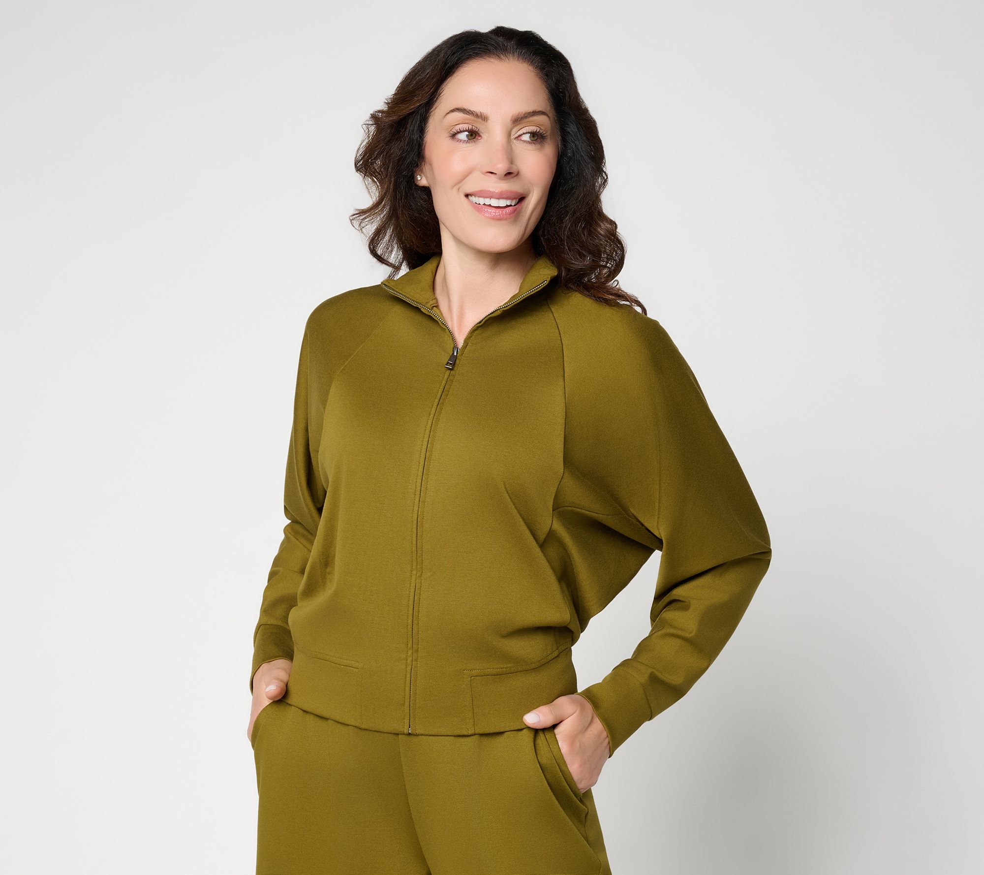 Carla Rockmore Collection Ponte Zip Front Bomber Jacket