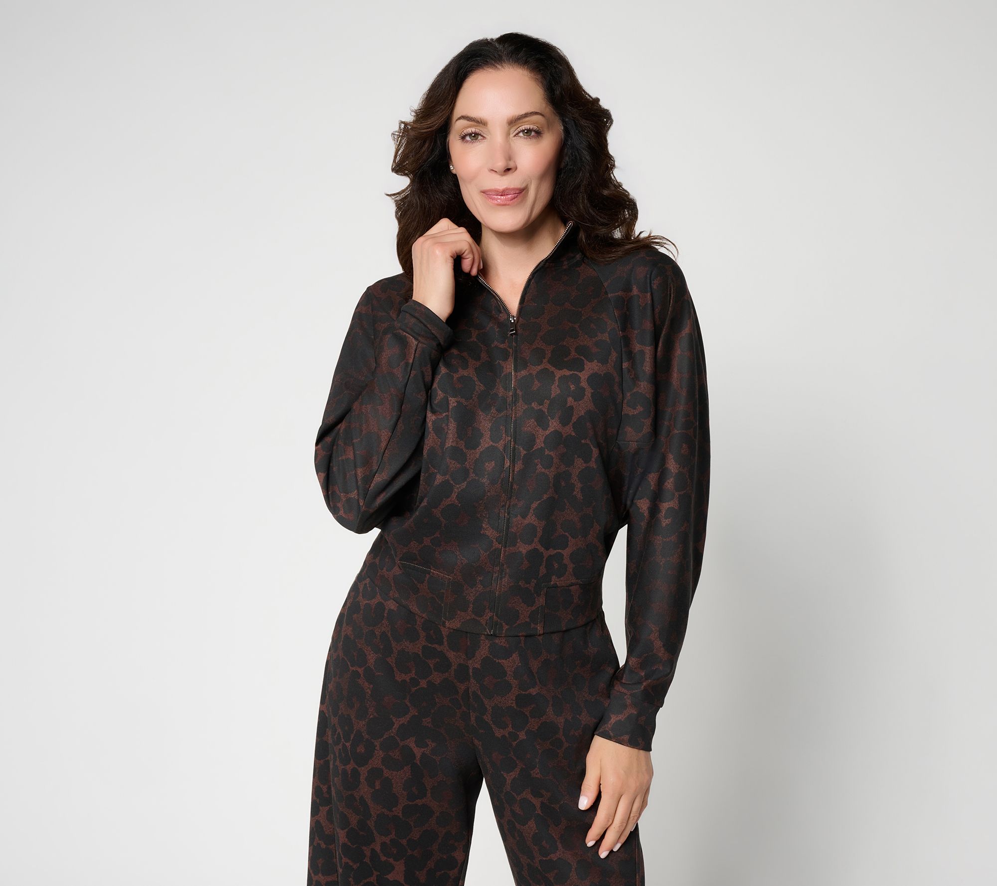 Carla Rockmore Collection Ponte Zip Front Bomber Jacket