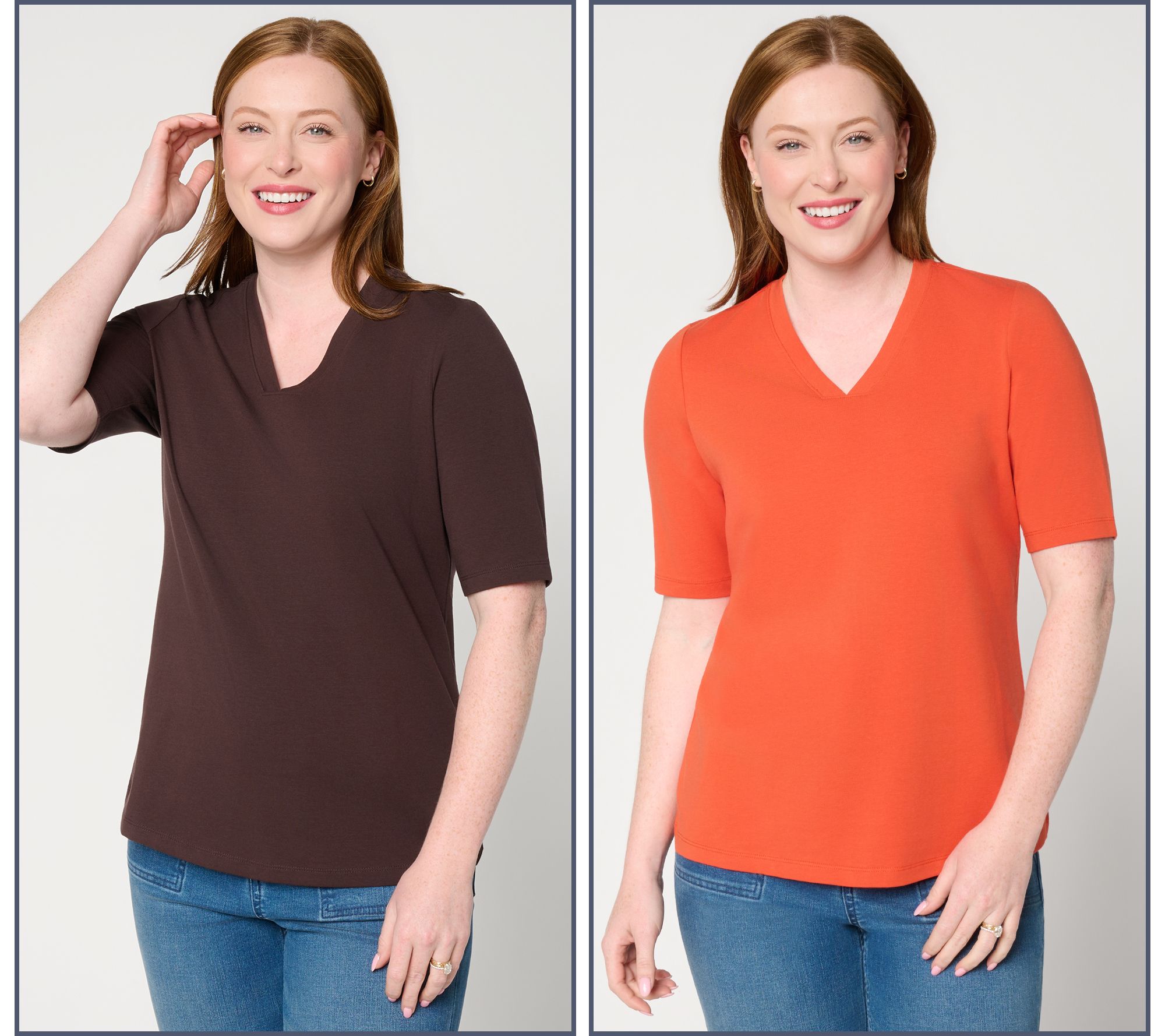Denim & Co. Essentials Perfect Jersey 2-Pack V-Neck Tops