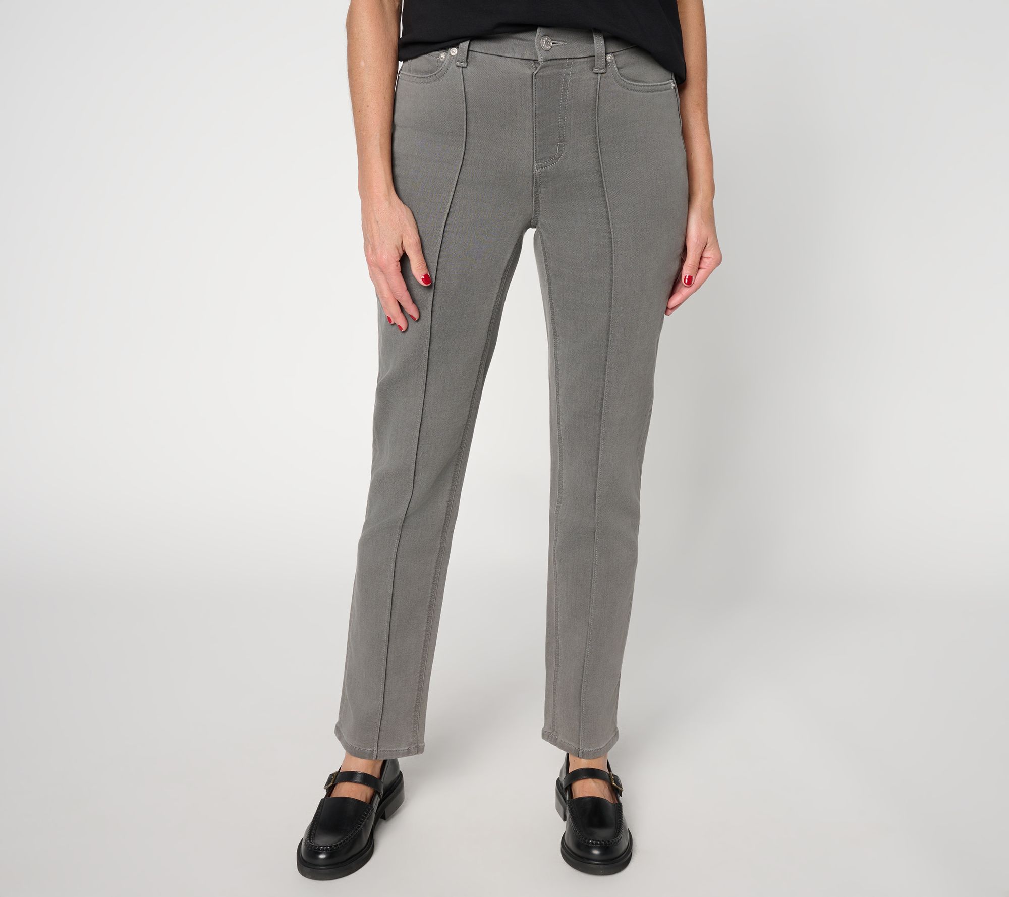 "As Is" Denim & Co. Reg Comfy Knit Straight Leg Pintuck Pants