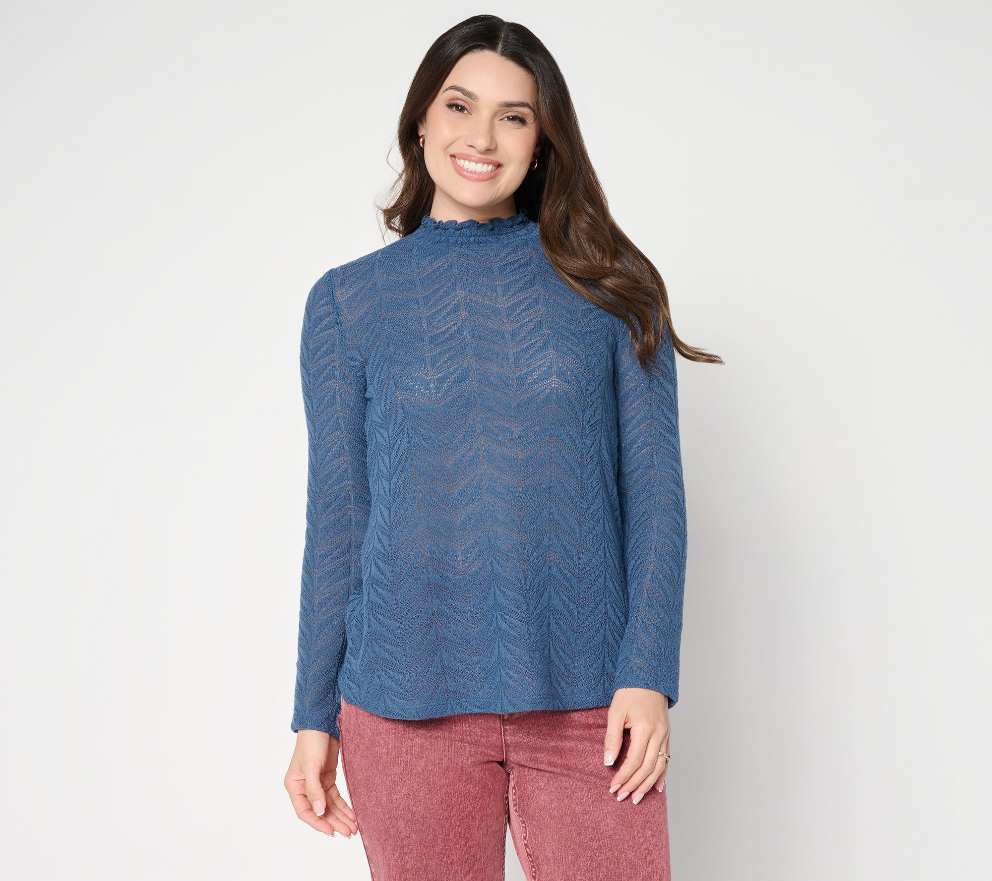 "As Is" LOGO Layers by Lori Goldstein Textured Knit Long Sleeve Top