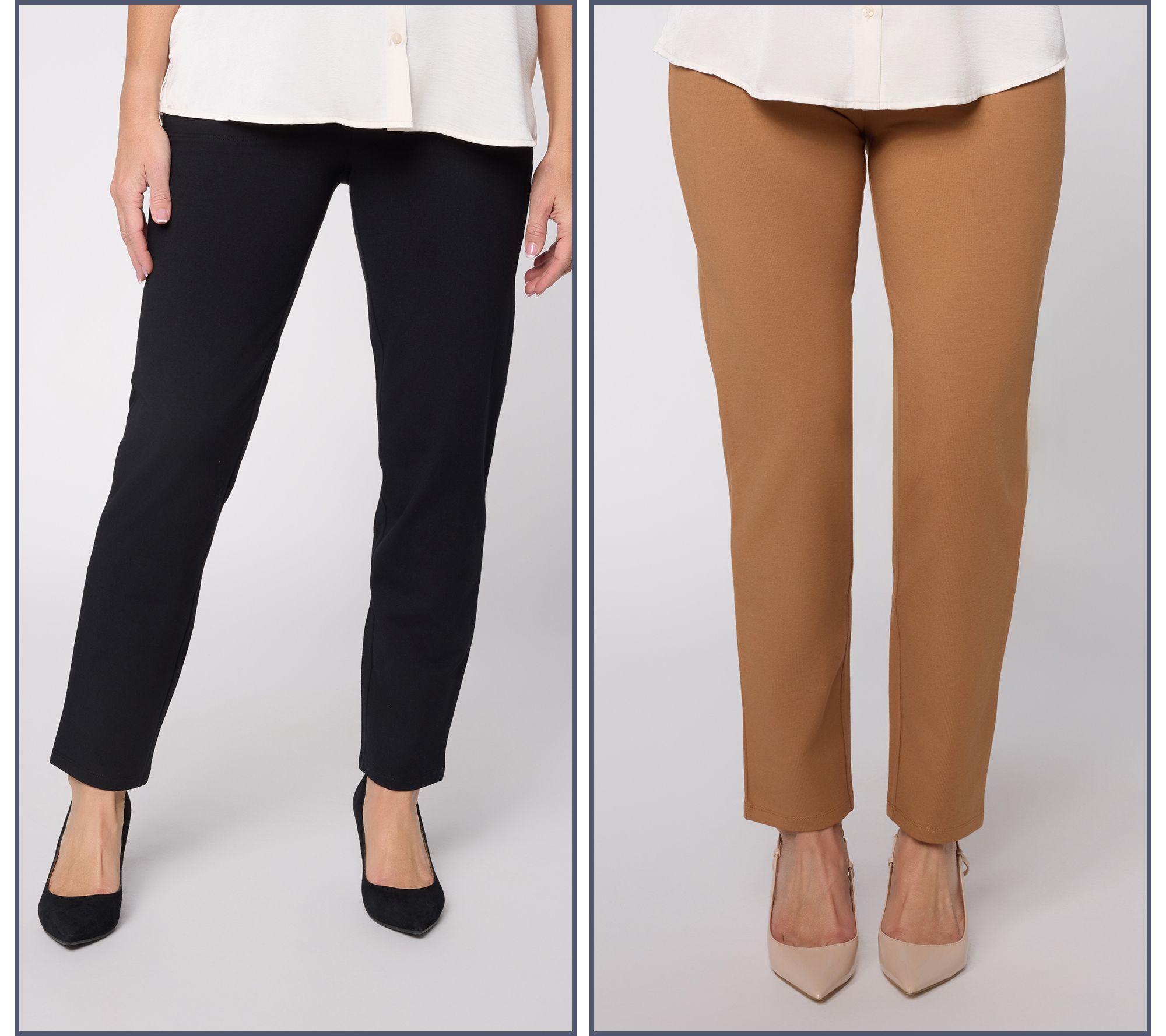"As Is" Women with Control Reg Set of 2 86/14 Slim Leg Ankle Icon Pant