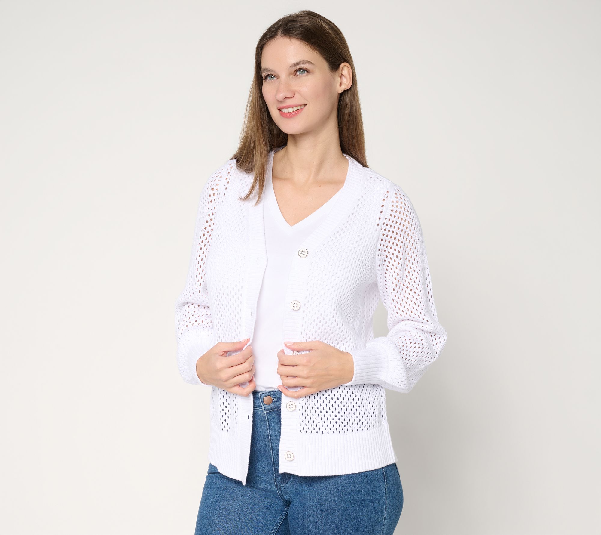 "As Is" Belle by Kim Gravel Nod to Nautical Mesh Cardigan Sweater