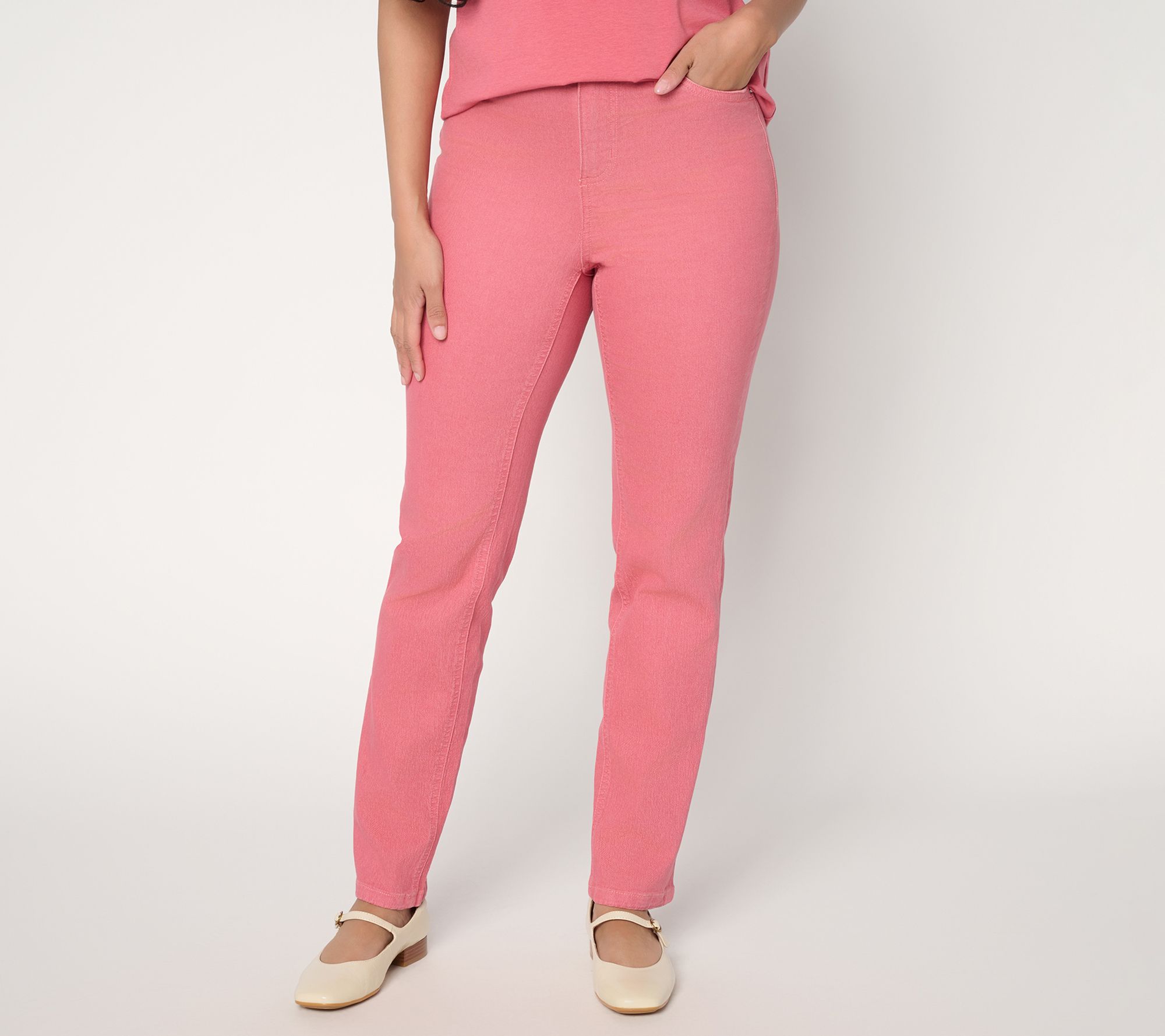 "As Is" Denim & Co. Reg Classic Stretch Straight Leg Colored Jeans