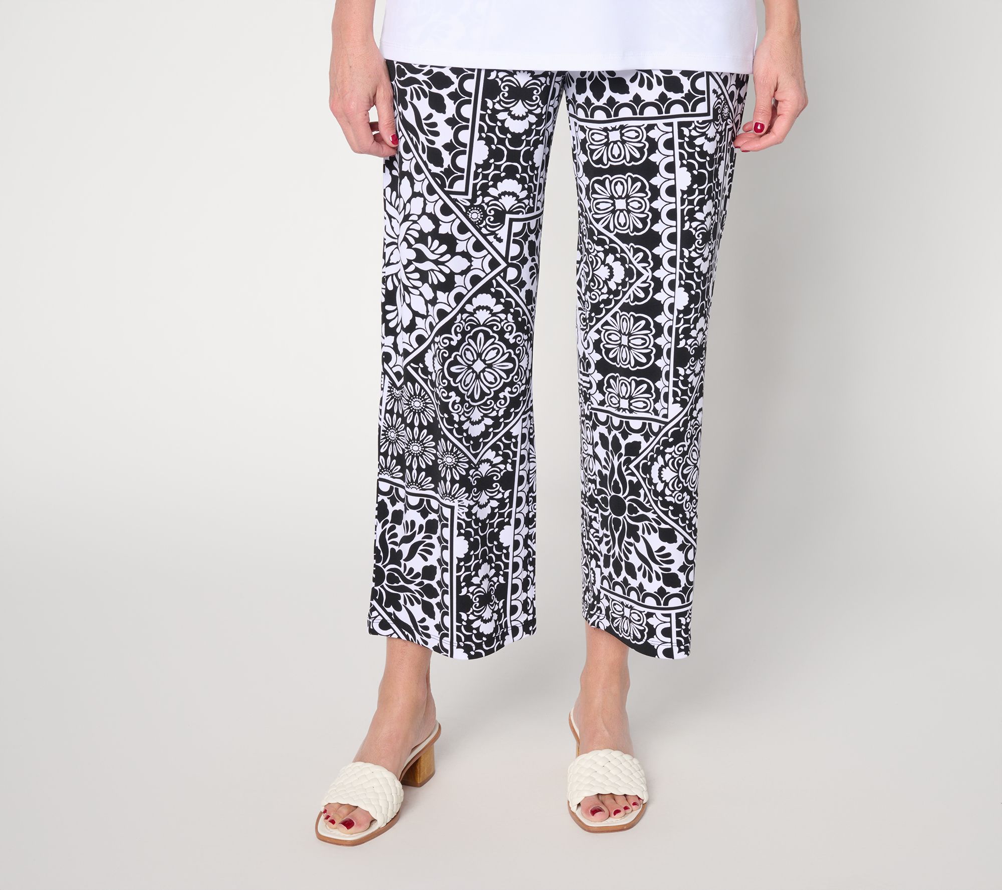 "As Is" Susan Graver Pet Printed Liquid Knit Straight Crop Pant