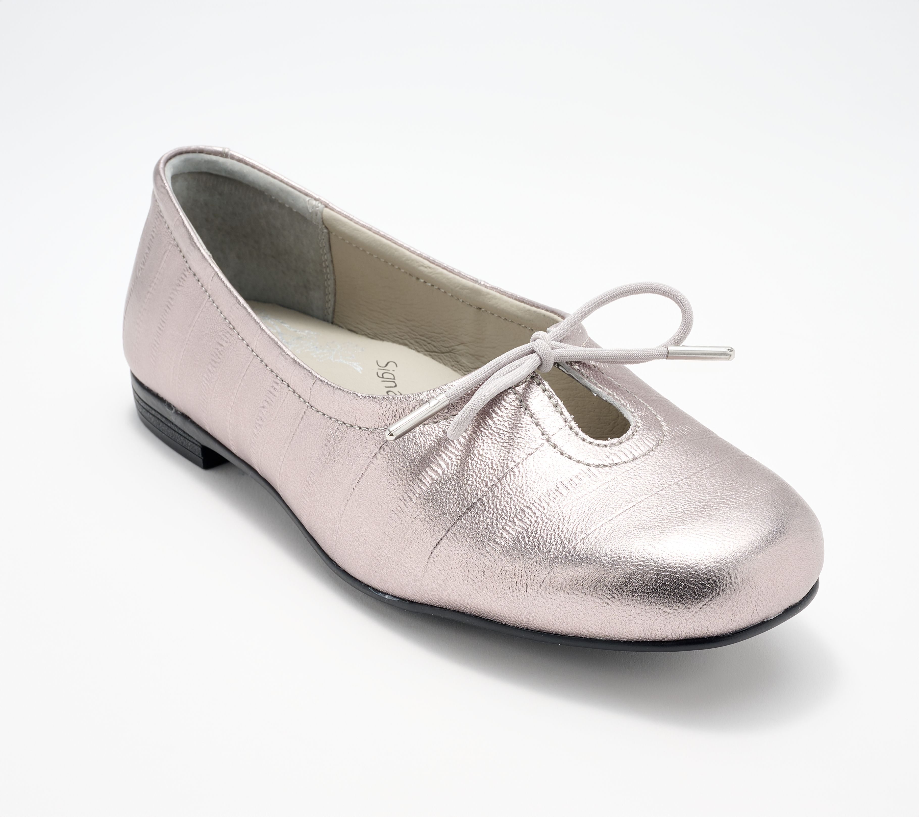 "As Is" Alegria Adjustable Leather Laced FLat - Leilah