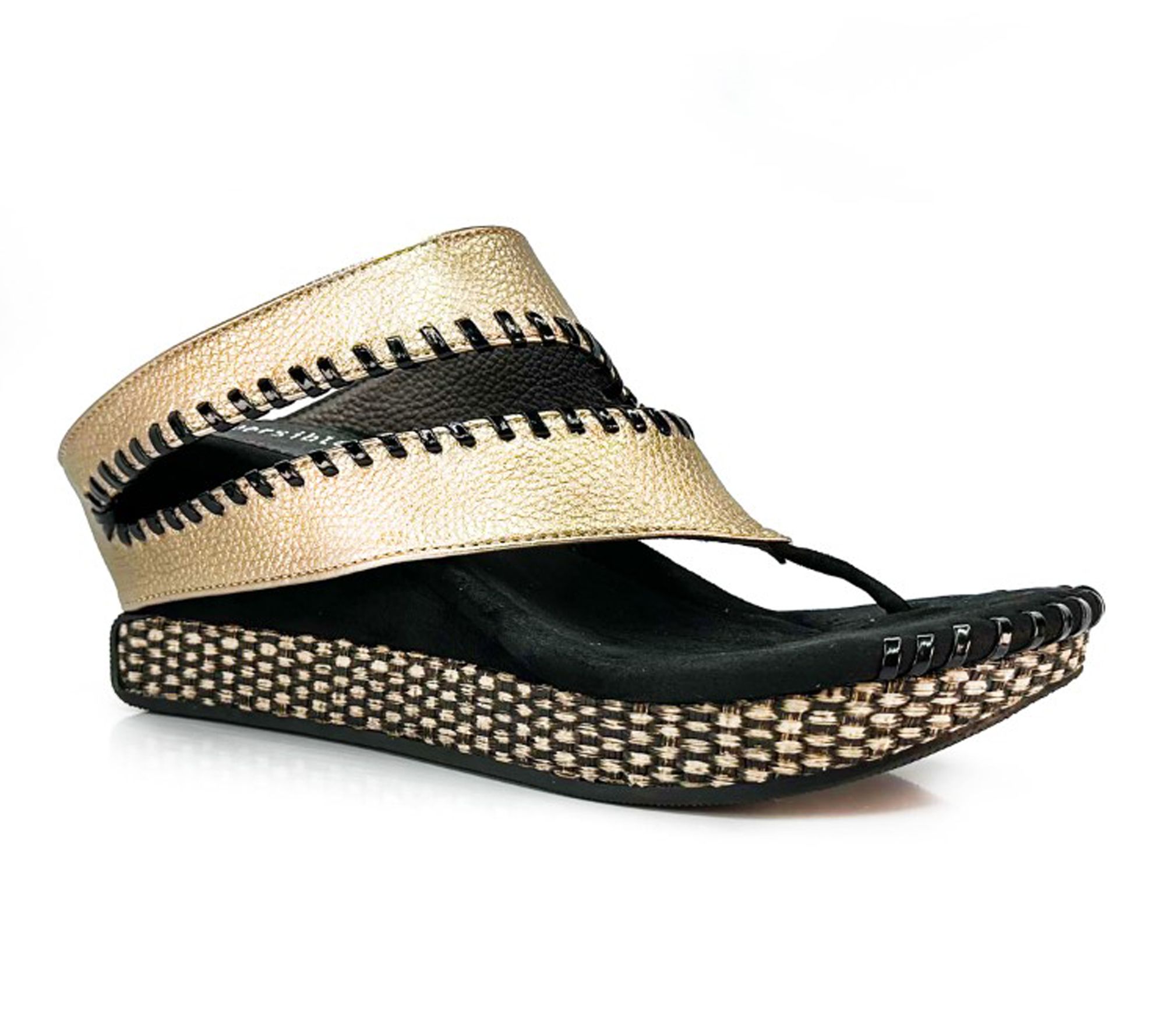 Modzori Tita Reversible Wedge Sandal - Tan Flips to Pewter