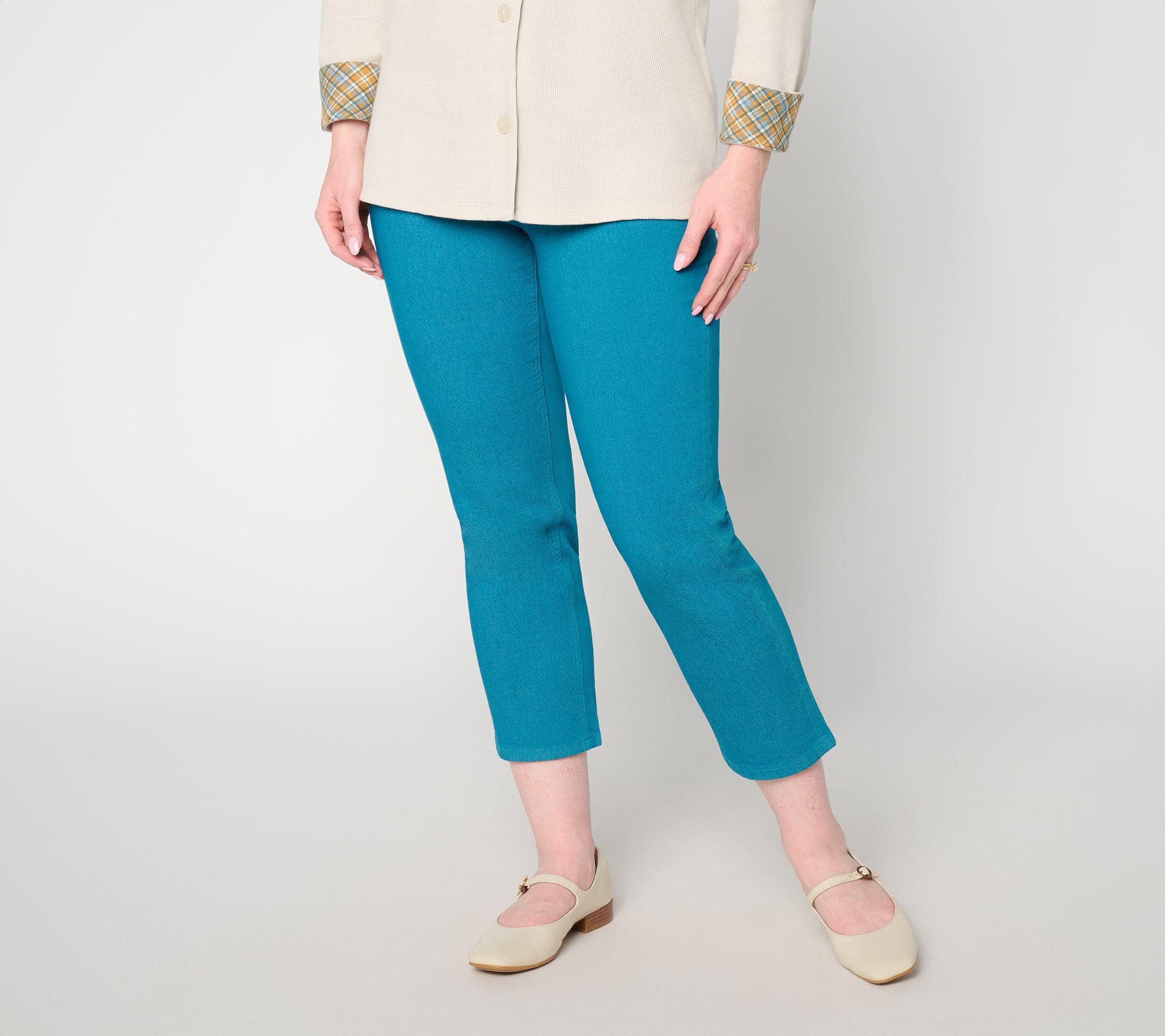 "As Is" Denim & Co. Regular Classic Stretch Colored Crop Jeans