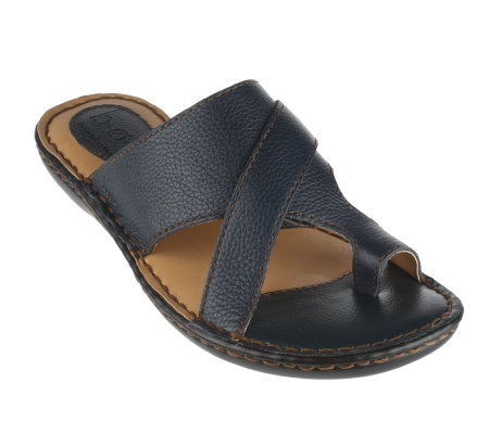 B.O.C. by Born Leather Cross Strap Toe Loop Sandals - Page 1 — QVC.com