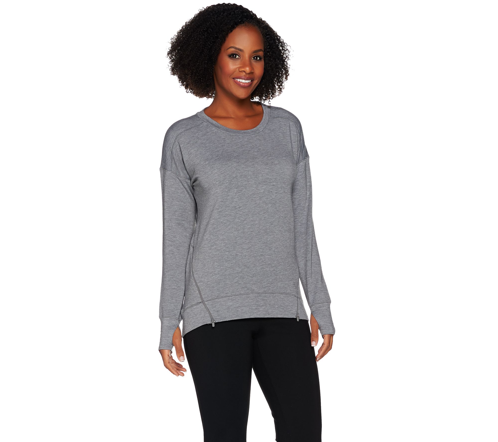 Cuddl Duds Comfortwear French Terry Pullover Top with Zip Detail - QVC.com