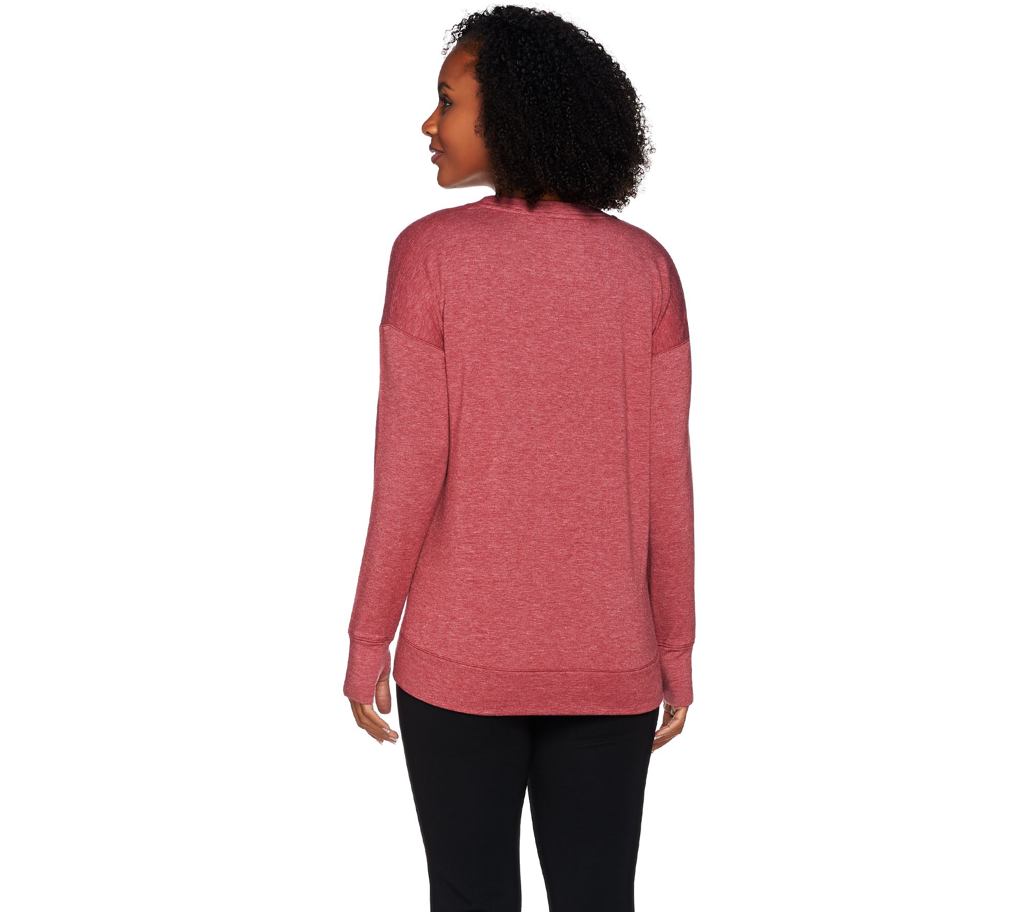 Cuddl Duds Comfortwear French Terry Pullover Top with Zip Detail