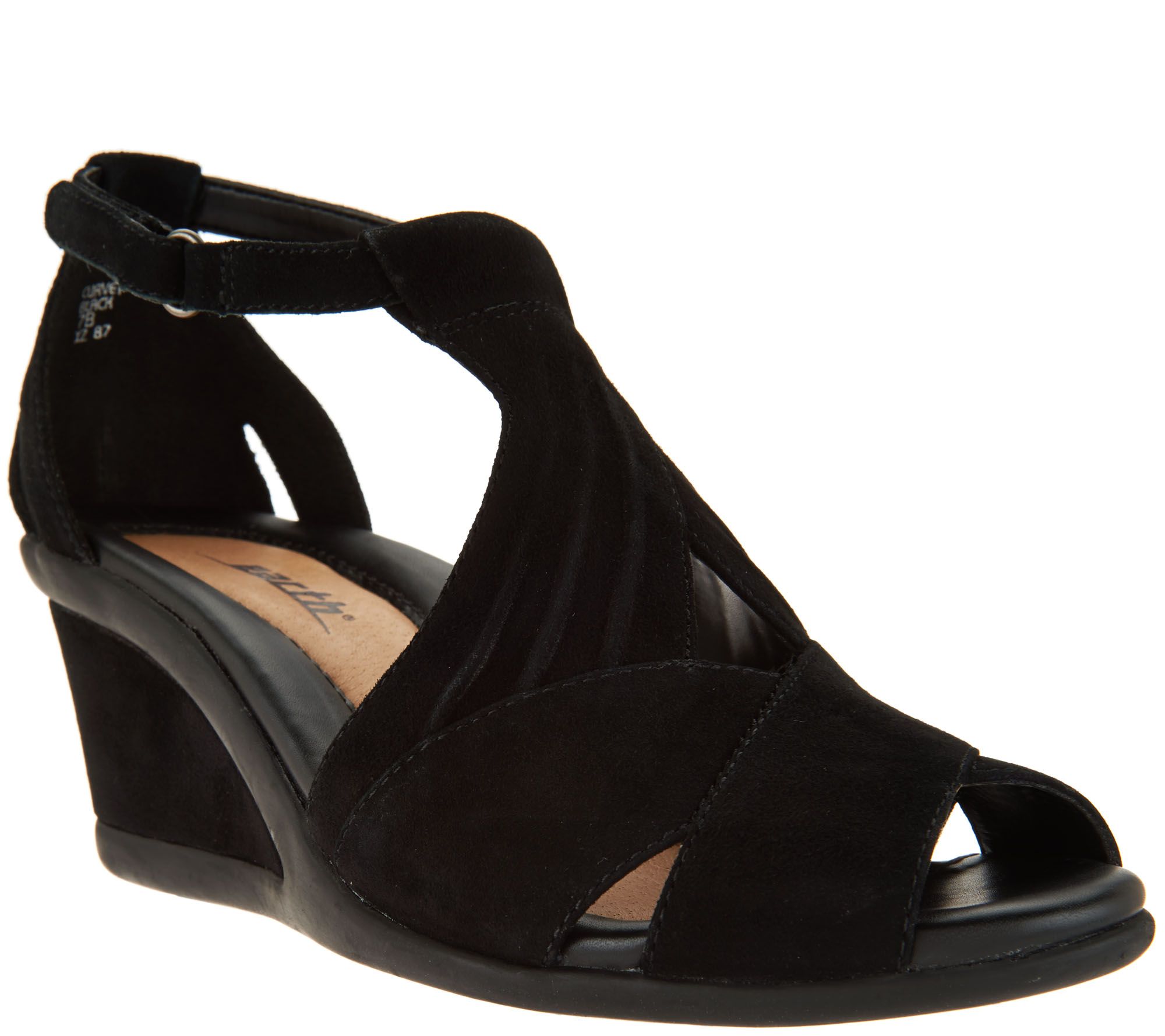 earth suede peep toe wedge