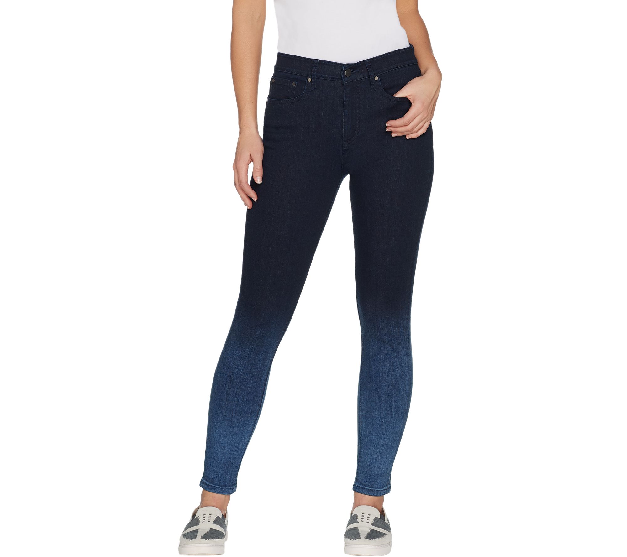 H by Halston Premier Denim Petite Ankle Length Ombre Jeans - QVC.com