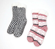 Cuddl Duds Faux Sherpa Cozy Lined Socks Set of 2 - A344017