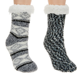 Cuddl Duds Faux Sherpa Cozy Lined Socks Set of 2 - A344017