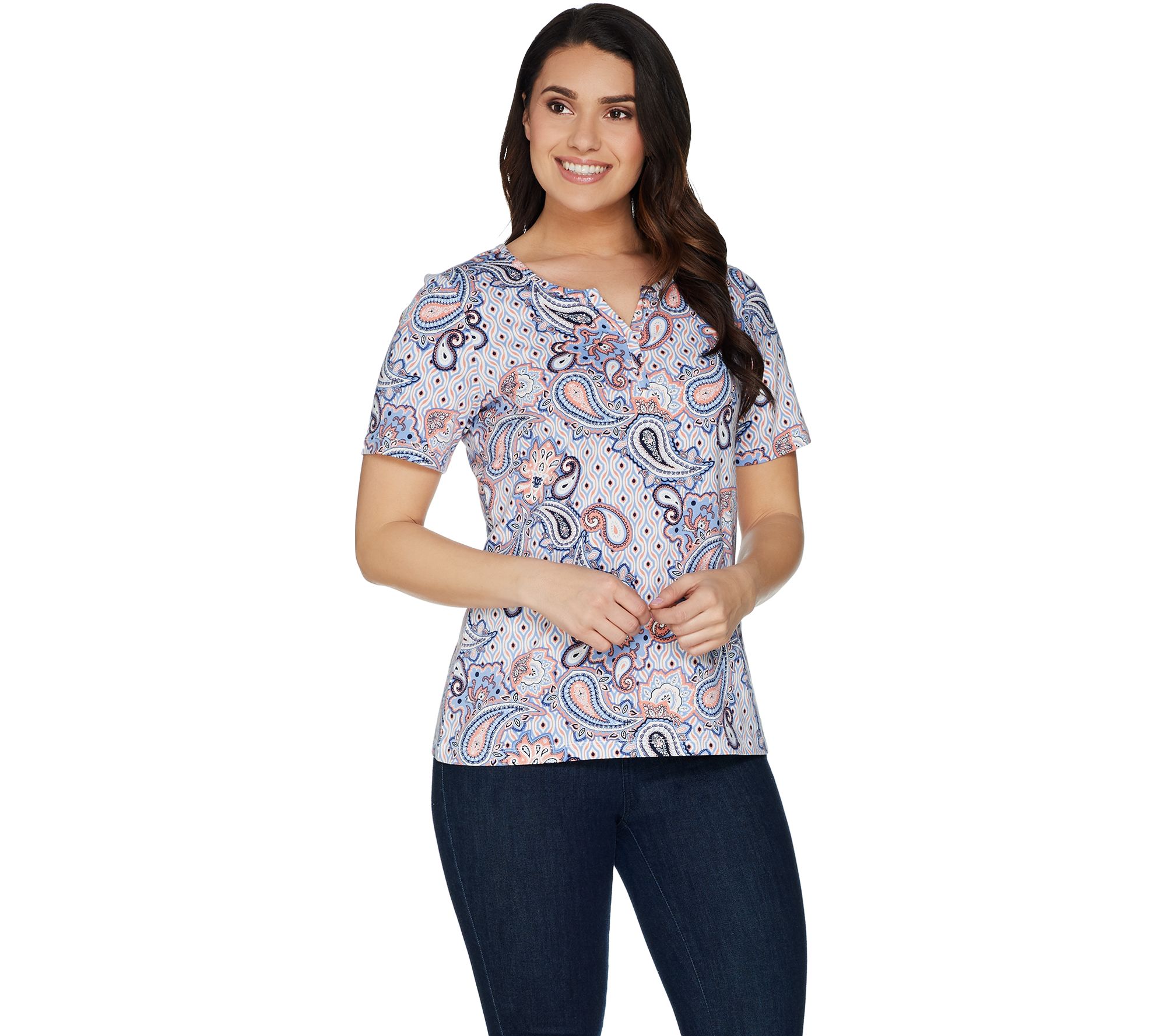 qvc denim and co short sleeve tops