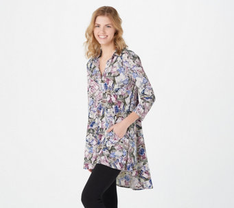 Attitudes by Renee Como Jersey Printed Collared Tunic - A347317