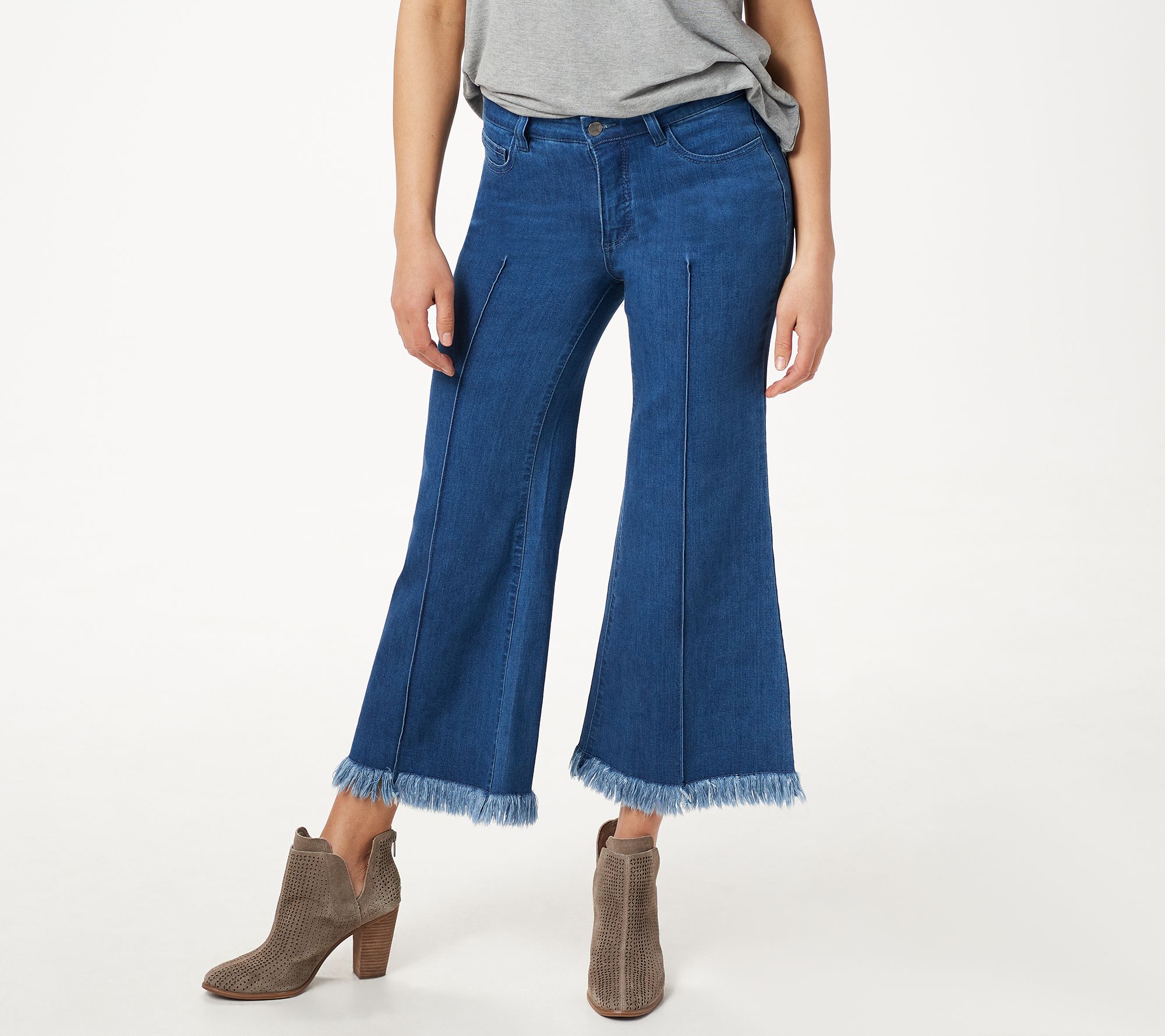 Wonder Denim Frayed Crop Jeans-Indigo 