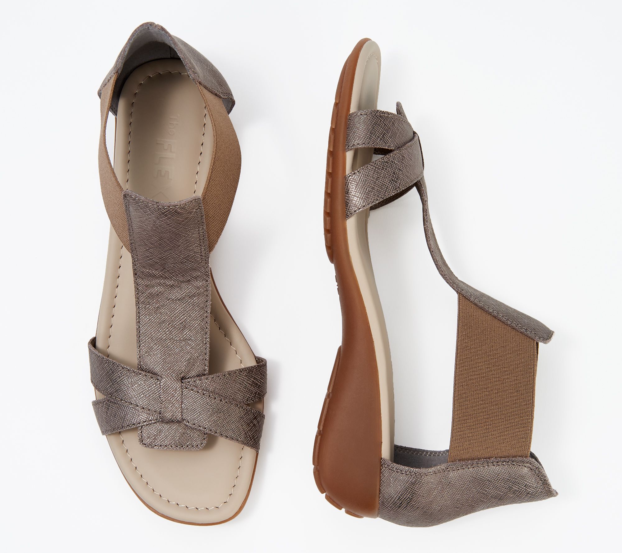The Flexx Leather T-Strap Sandals - Band Together - QVC.com