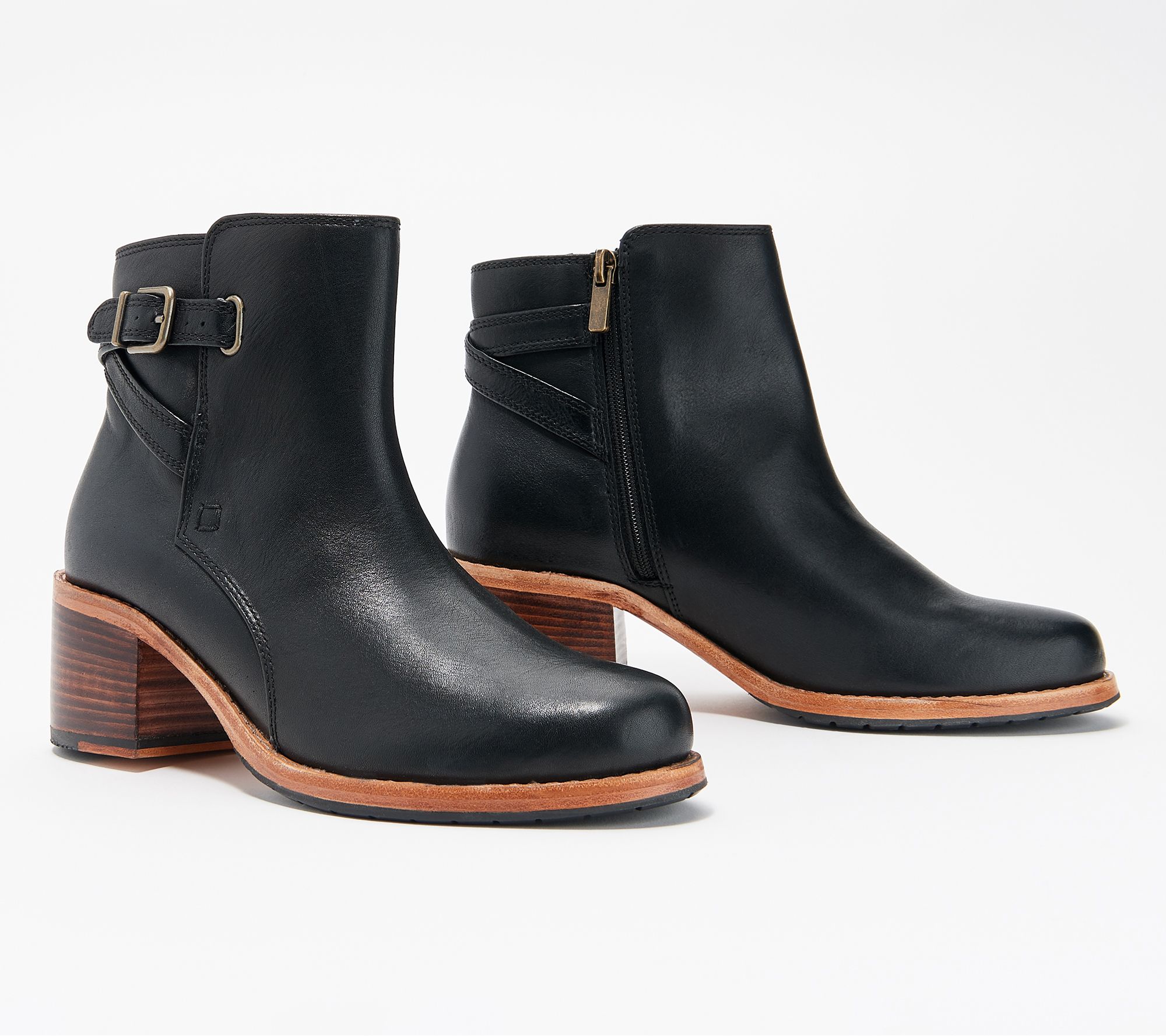 Clarks Leather Ankle Boots w/ Buckle 